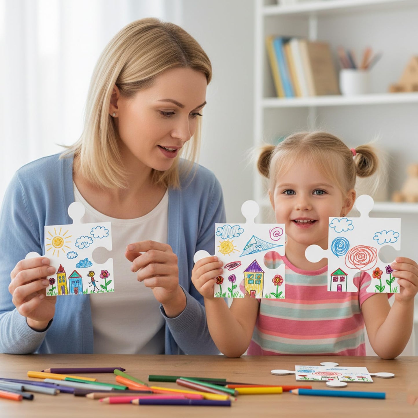 60 Pcs Large Blank Puzzle Pieces 8 x 9 Inch White Blank Puzzles to Draw on for Adult to Draw and Write and Makes Your Own Art Display