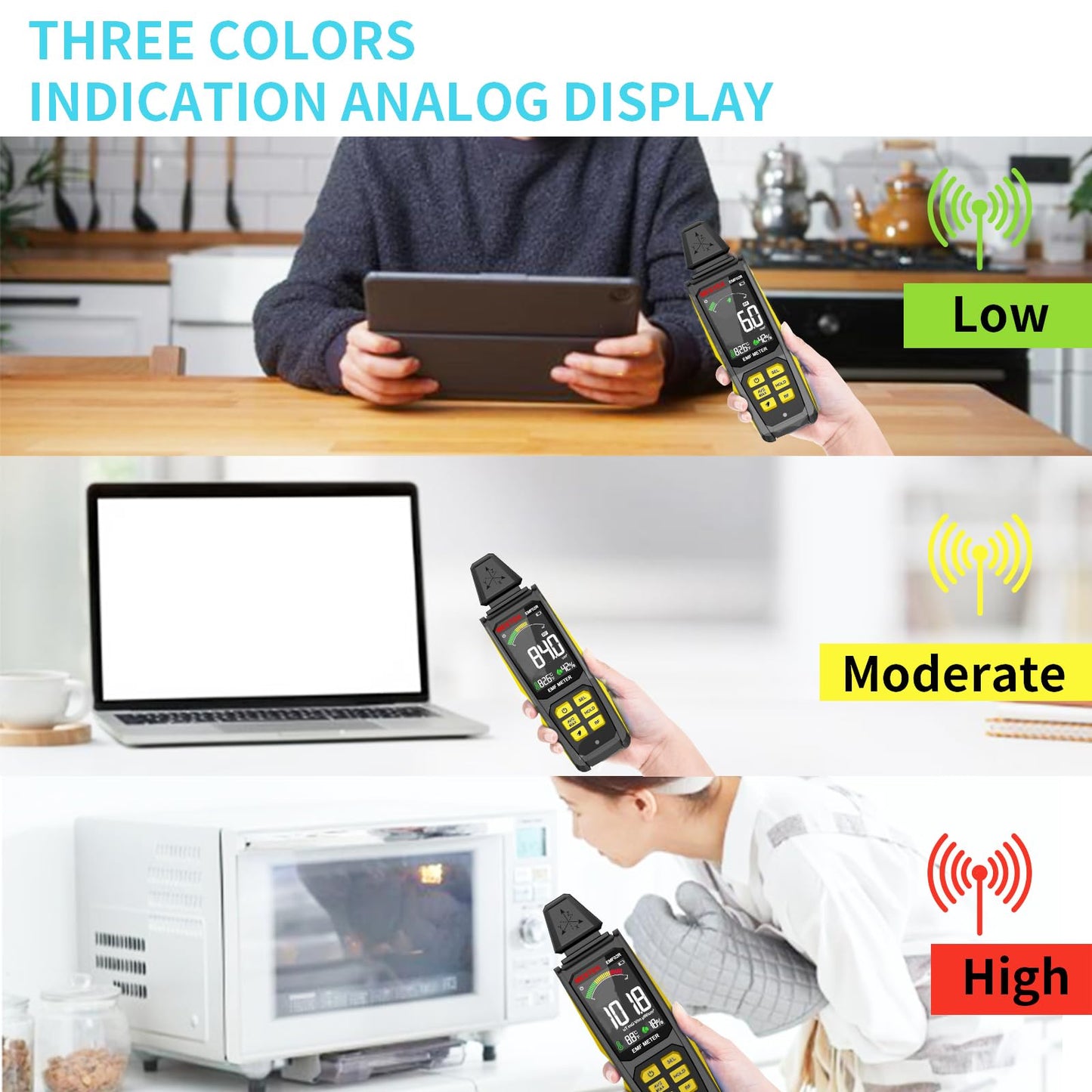 EMF Detector, MESTEK 5 in 1 EMF Meter Radiation Detector, Electric Field, Radio Frequency Field Temperature, Magnetic Field Strength Meter, Rechargeable EMF Reader Home EMF Detection and Ghost Hunting