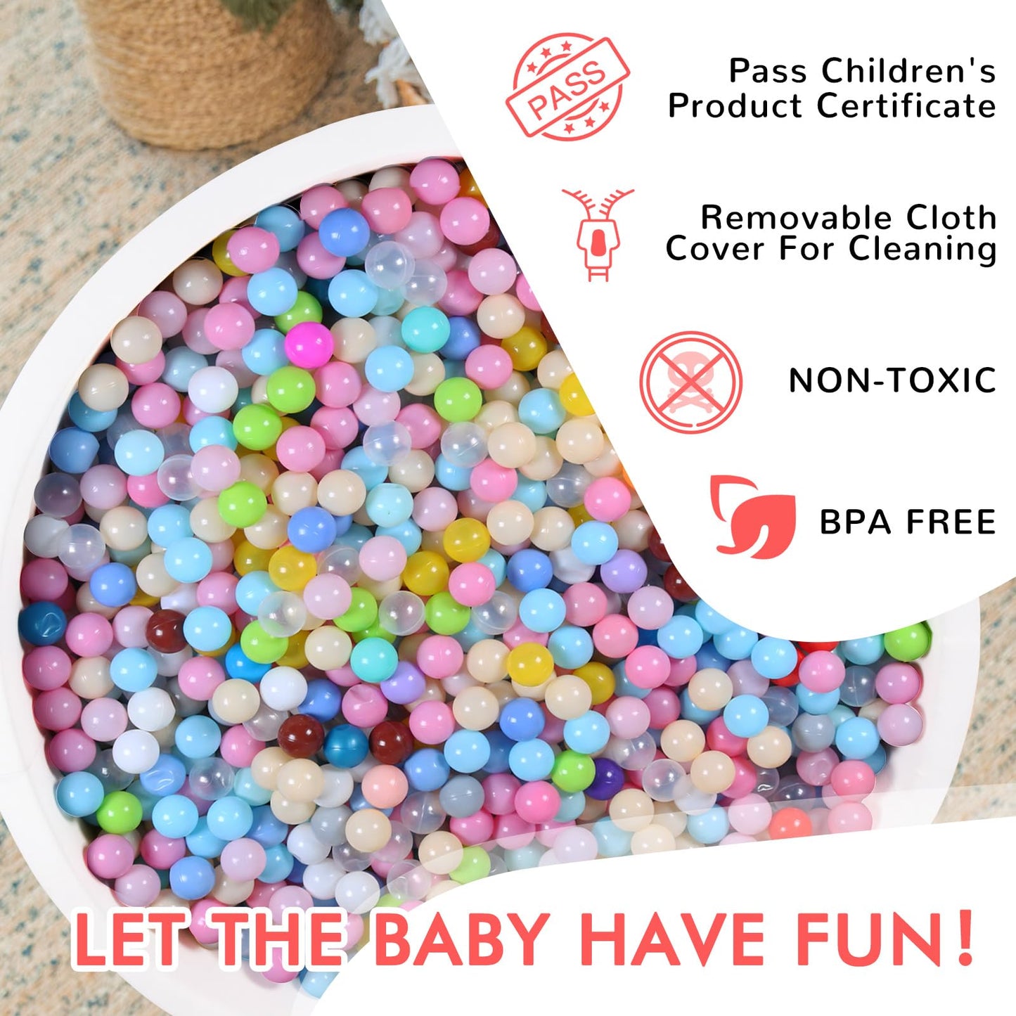 Foam Ball Pit for Kid, Kids Soft Ball Pit,Kiddie Balls PoolIdeal Gift Toys for Children, 47 Inch,(Off-White)