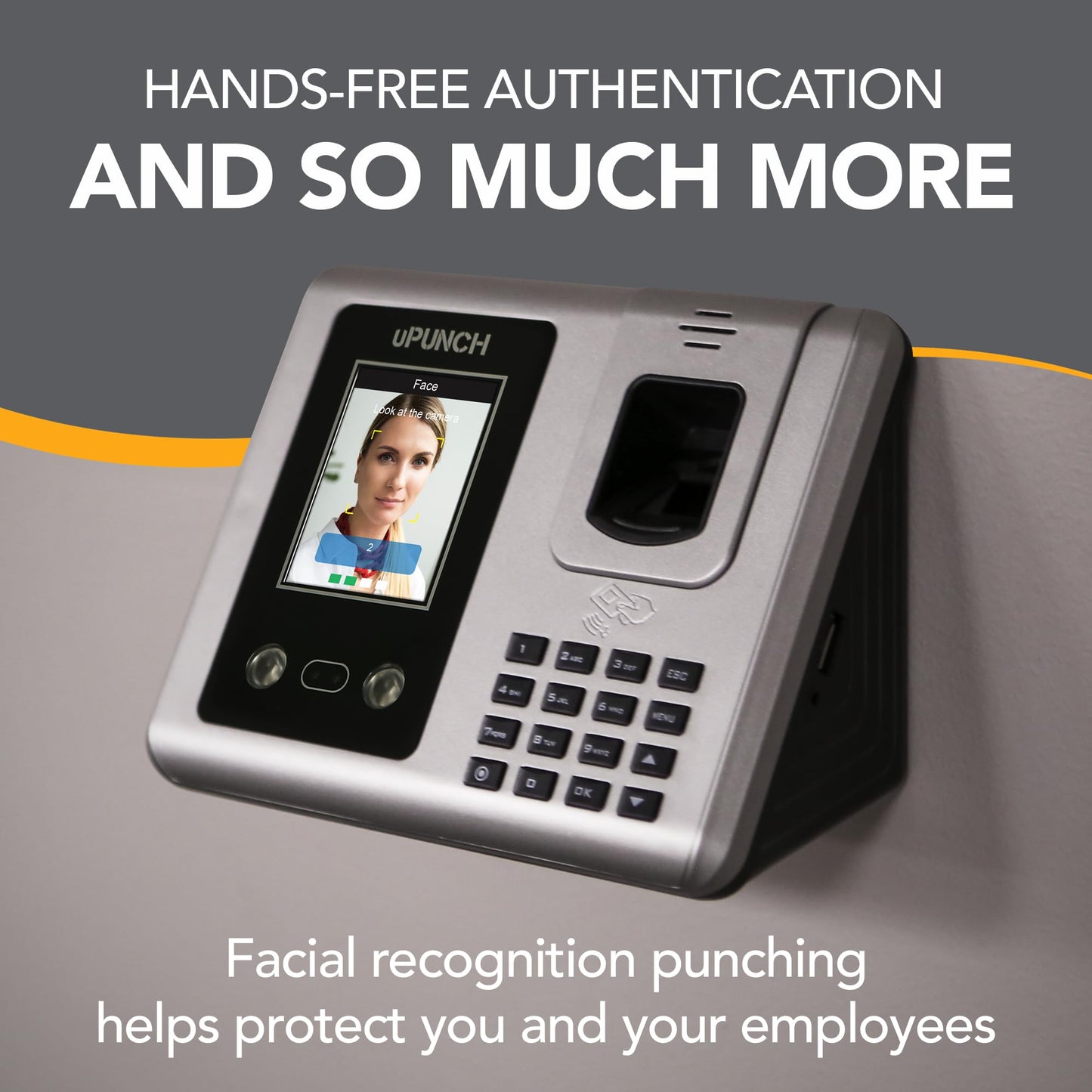 uPunch MK3000 Face Recognition Digital Time Clock for Employees | Small Business Time Tracking System with Keypad, and RFID Options (No Monthly Fee)
