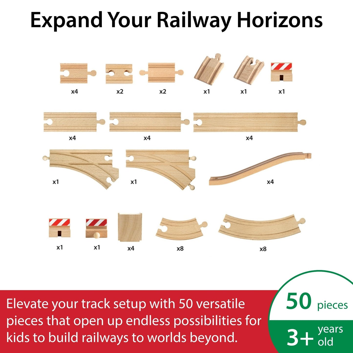 BRIO 63377200 Track Pack, 50-Piece