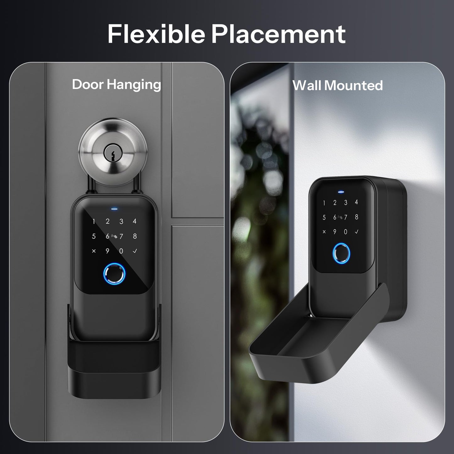 LOQRON Smart Key Box - Advanced Fingerprint Recognition, App Control, Manual Keys, Access Card - Weatherproof, Wall Mounted & Door Hanging for Home, Airbnb, Realtor and Office