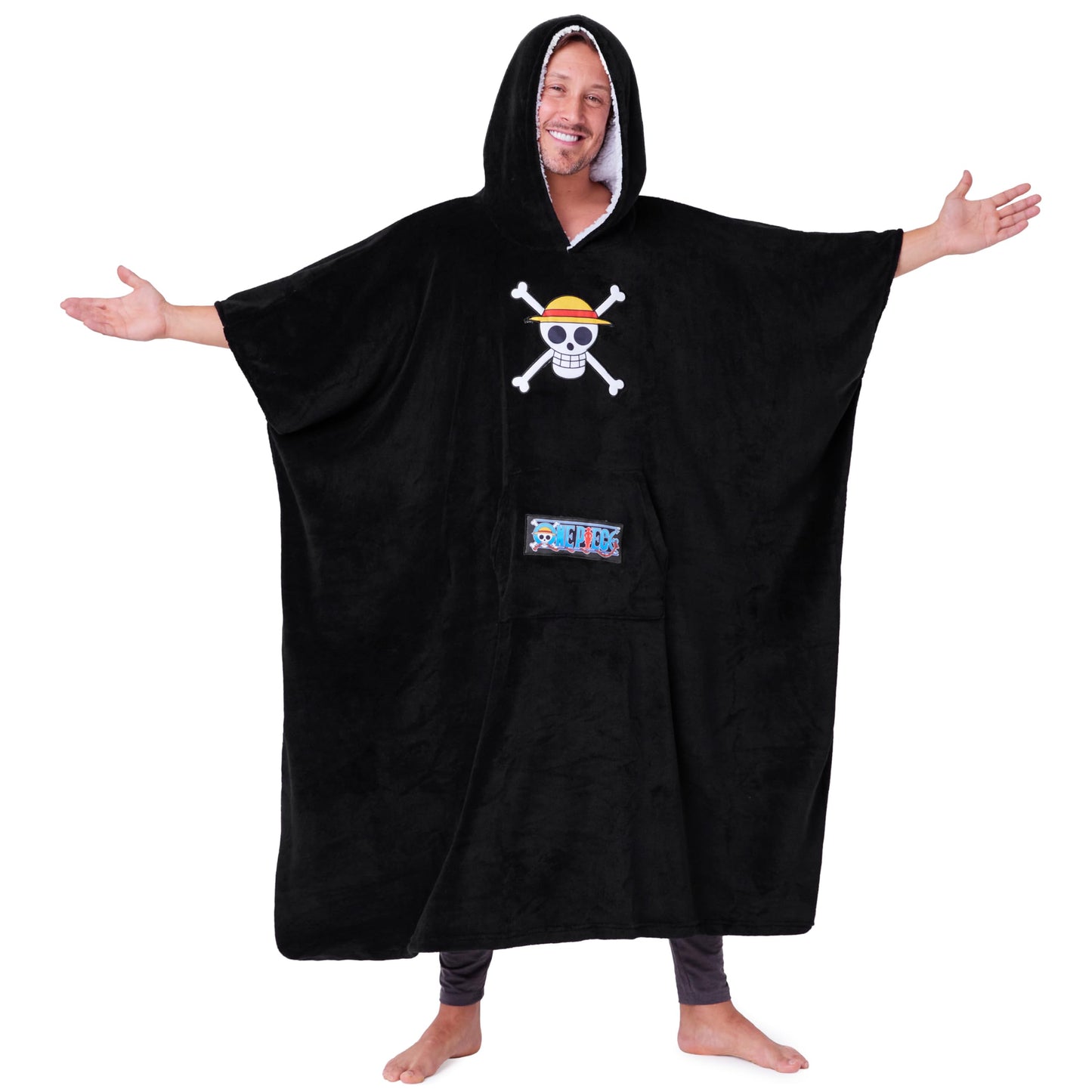 One Piece Hoodie Blanket for Adults and Teenagers Cosy Oversized Wearable Blanket One Size Sherpa Hood Gifts for Him