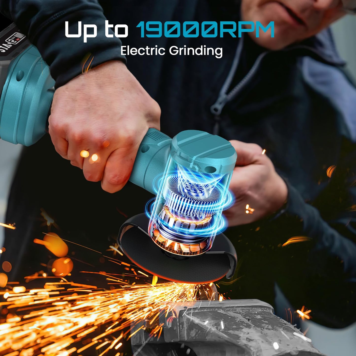 SEESII Mini Angle Grinder 21V, 3 Inch Brushless Angle Grinder Cordless 19000 RPM with 2PCS 2.0A Battery & 7pcs Cutting Discs, 210W Power Electric Tool for Metal Wood Polishing Rust Removal