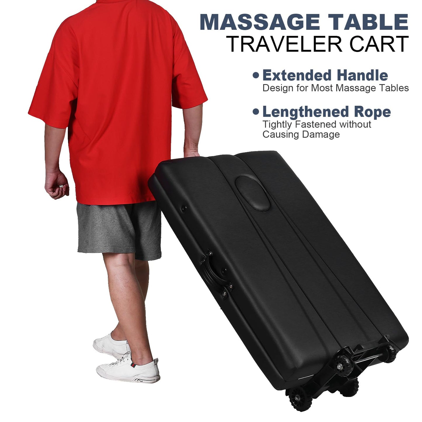 Masajeo Massage Table Cart Portable Massage Table Traveler Cart Massage Table Cart with Wheels Portable Massage Table Carrier Trolley Telescoping Handle Fits Most Sizes Sturdy Foldable Light Durable