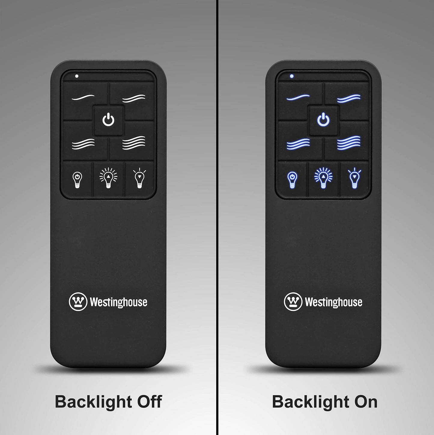 Westinghouse 7787900 Four Speed Black Ceiling Fan Remote Control with Backlit Buttons