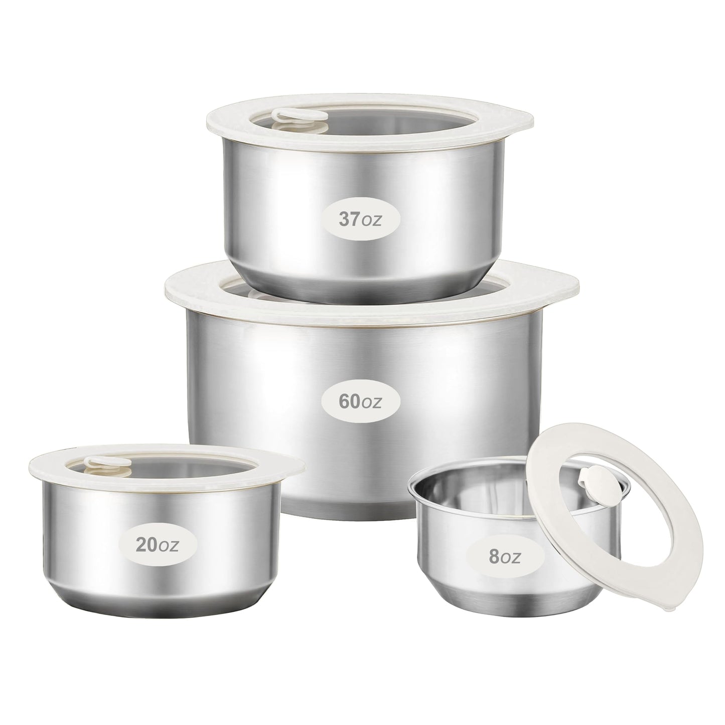 Urban Green Stainless Steel Food Containers with Glass Lid, Airtight Leakproof Stainless Steel Food Storage Container, Salad Bowl in set of 4, Round Shape, Microwave Safe, 100% Plastic Free