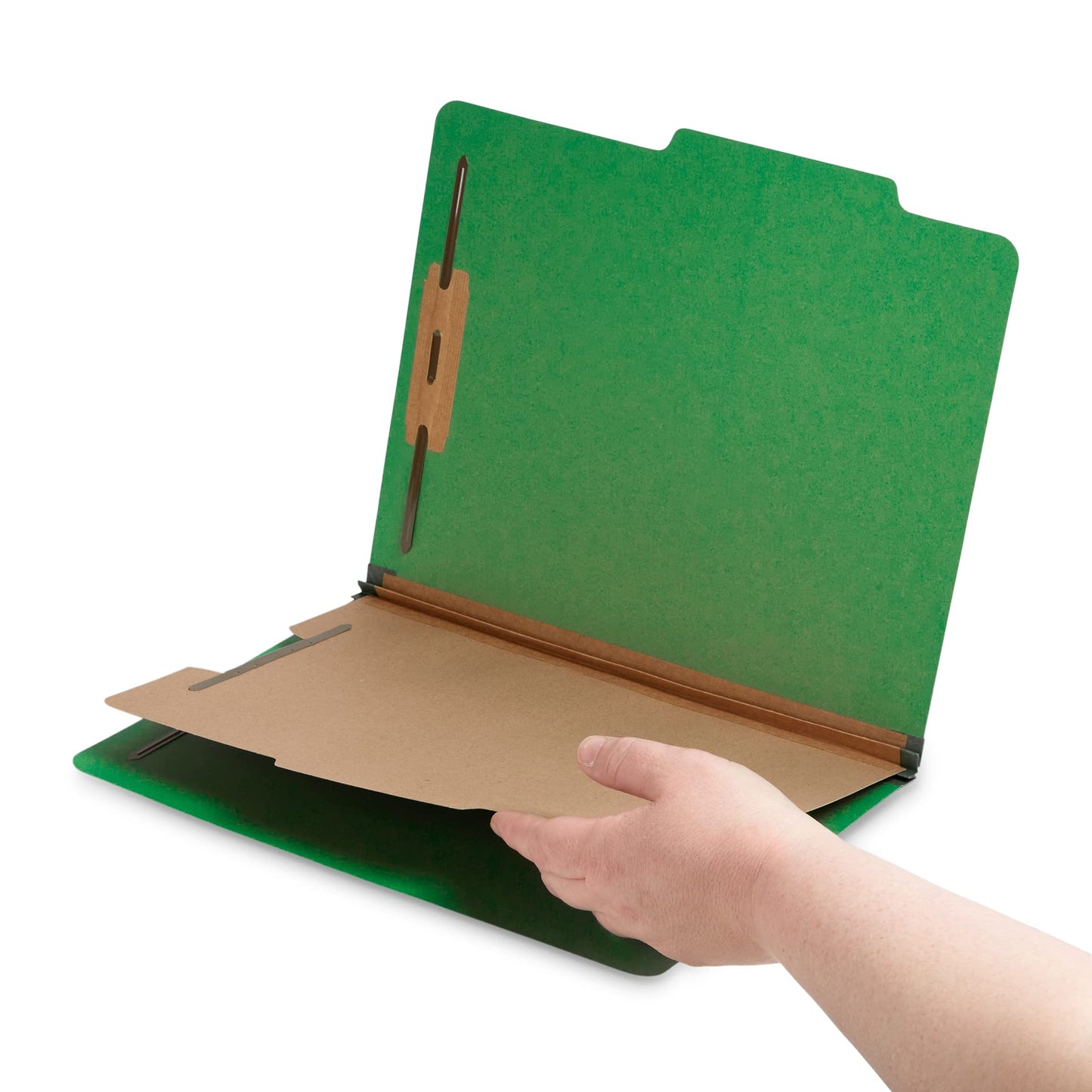 Blue Summit Supplies Classification Folders, 1-Divider, Letter Size, Green, with 2 Inch Expansions, Durable 2 Prong Design for Organizing Standard Medical Files & Office Reports, 10 Pack