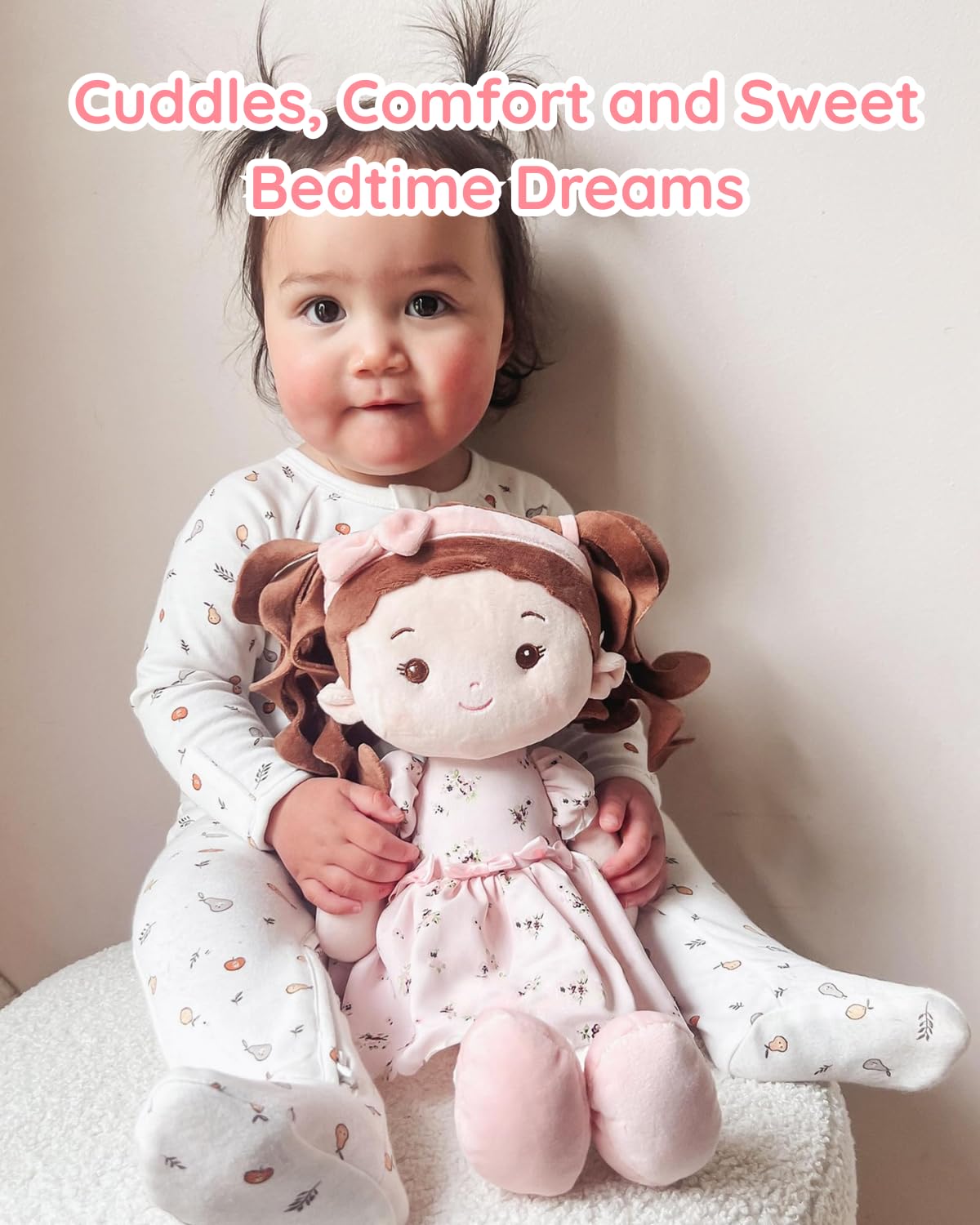 LeyaDoll Soft Baby Doll Toys (16''), My First Baby Rag Doll for 1 Year-Old Girl Birthday Gift, Leya Doll Christmas Plush Toys Gift for Toddler Kids Infants -Princess Breeze