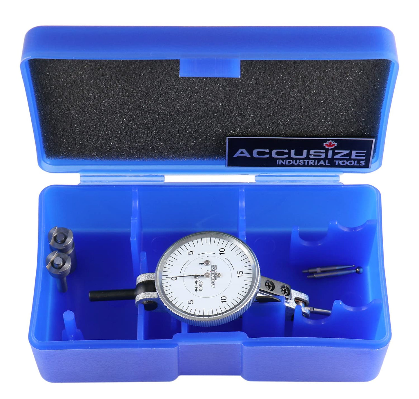 Accusize Industrial Tools 0.060'' by 0.0005'' (Range by Graduation) Horizontal Test Indicator with 1.5'' Dial Diameter, 0511-2001