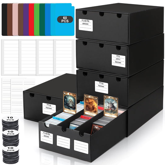 AOBOPLE Trading Card Storage Box,15000+ Cardboard Cards Organizer Box with 60 Card Dividers,Labels and Tape,Card Deck Box for MTG TCG PTCG Sport Cards
