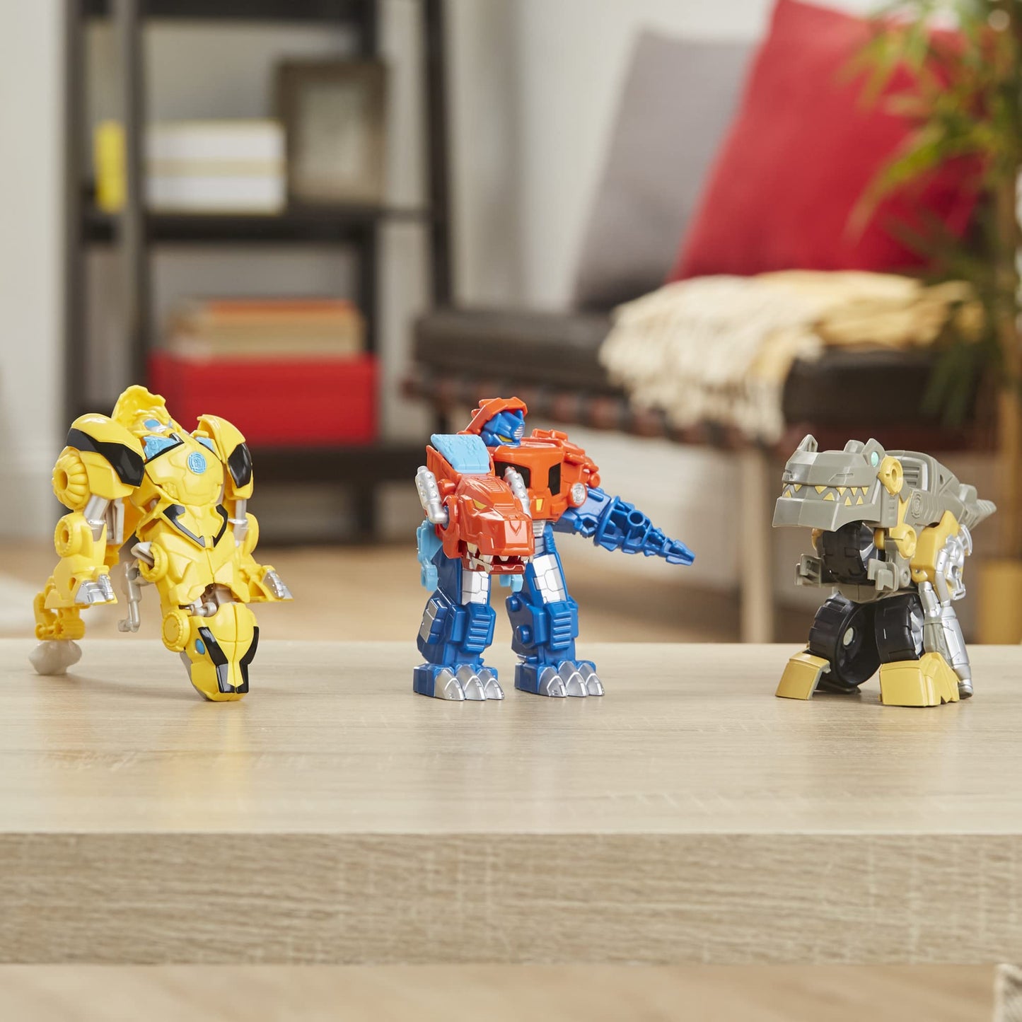 Transformers Primal Team-Up 3-Pack with Optimus Prime, Bumblebee, and Grimlock Converting Dinosaur Figures, 4.5-Inch Toys, Ages 3 and Up (Amazon Exclusive)
