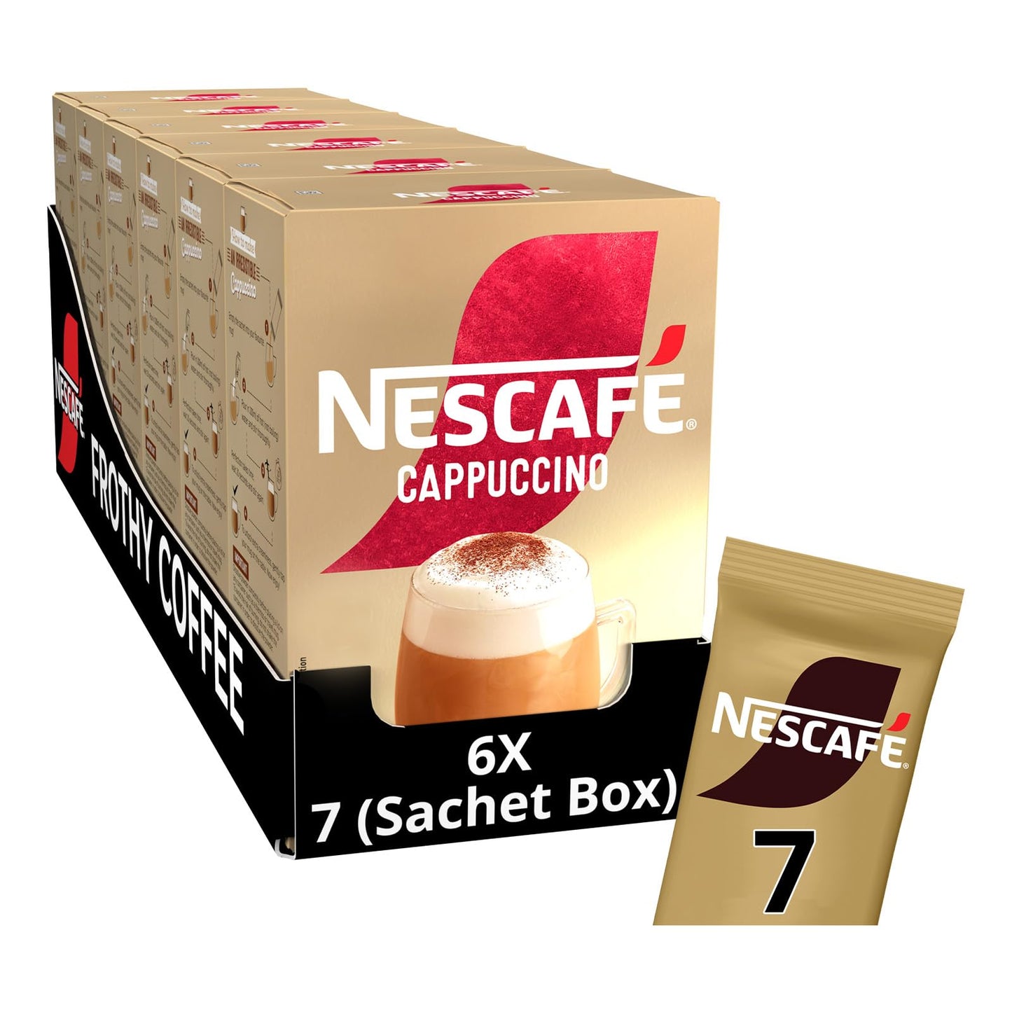 NESCAFÉ Cappuccino Instant Coffee Sachets x7 (Pack of 6, Total 42 Sachets)