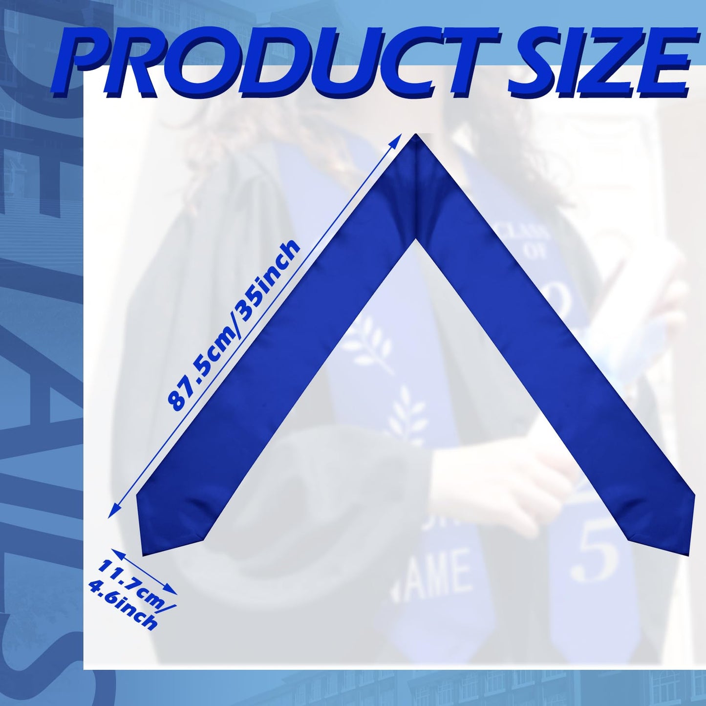 Geyoga 24 Pieces Unisex Graduation Stole Bulk Sublimation Blank Grad Sash Graduation Sash Honor Stole for Students, 70 Inches(Blue)