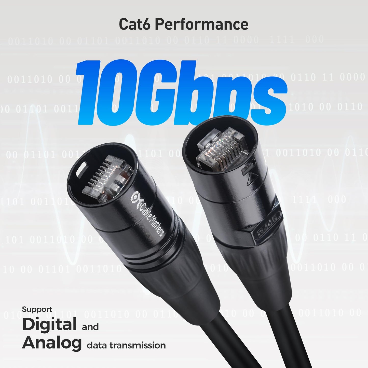 Cable Matters Long Shielded Cat6 Ethernet Cable Compatible with EtherCON RJ45 Connectors in Black - 100 ft for Professional Audio, Video, and Networking Applications