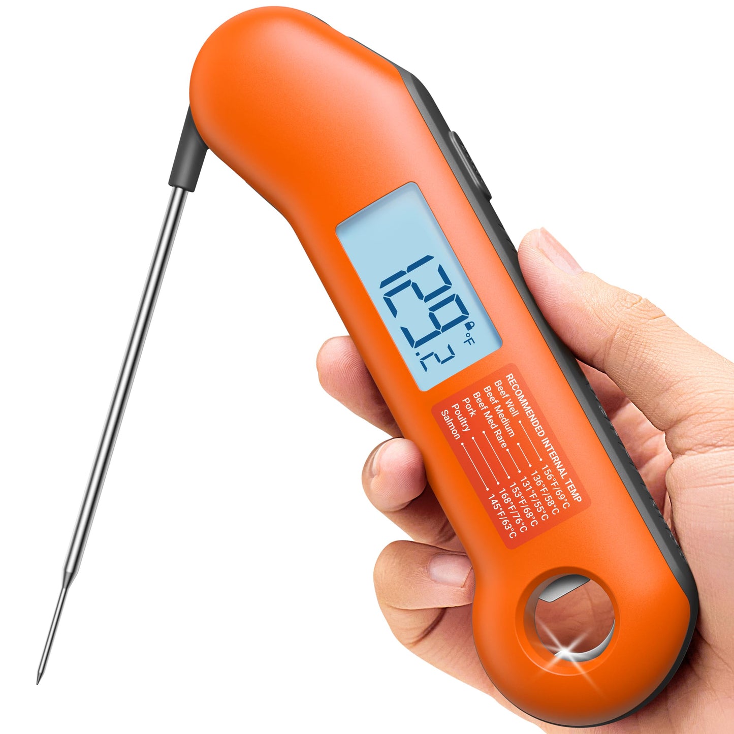 Professional Meat Thermometer Digital, Ultra-Fast 0.5 Sec Instant Read, NIST Certified ±0.5°F Accuracy, 100% Waterproof, Auto-Rotating Backlit Display, Lift-to-Wake, for BBQ/Candy, Orange&Gray