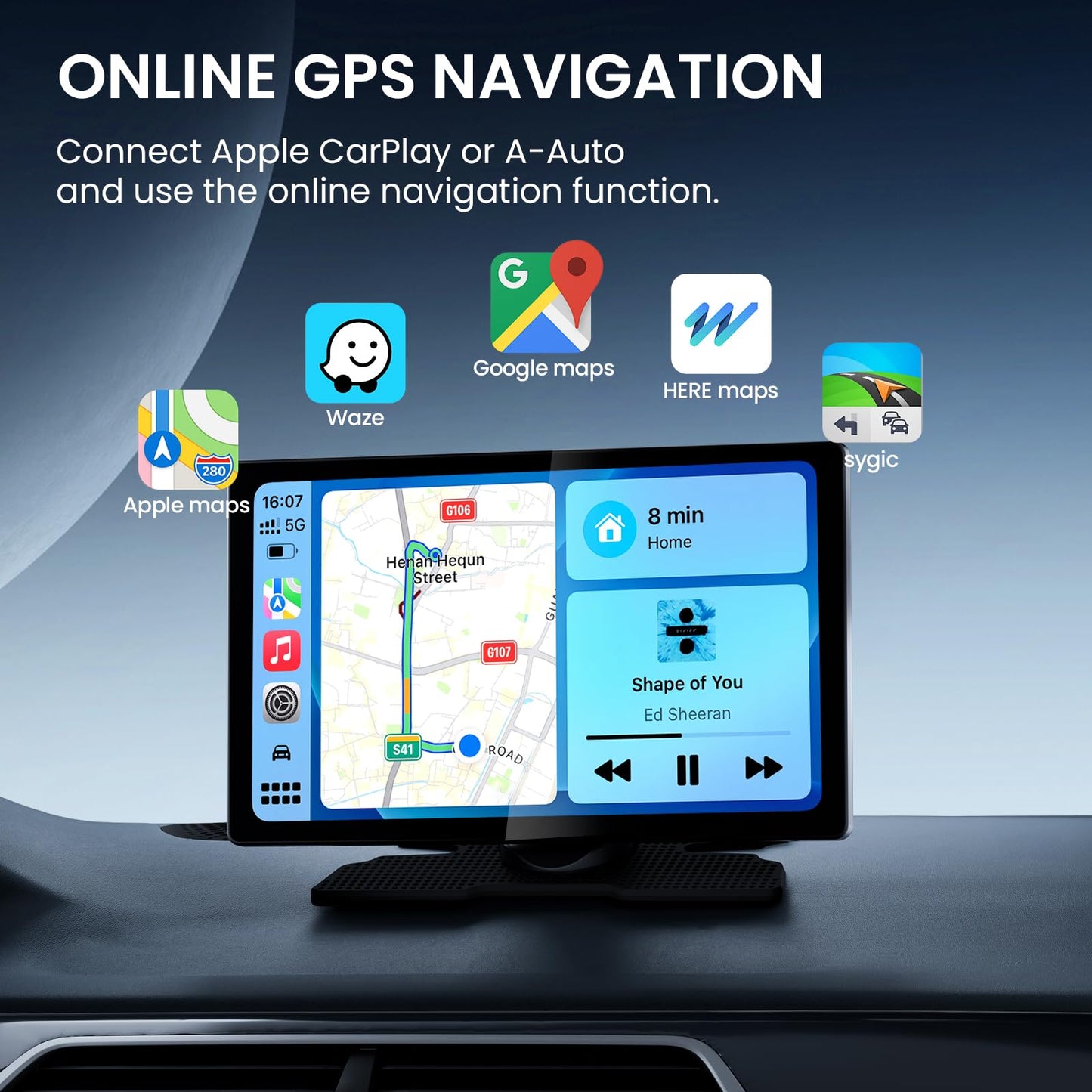 TECXERLLON 9.0" Wireless CarPlay Screen for Car, Android Auto Screen for Car with Backup Camera, Portable Touchscreen car Stereo with GPS Navigation/Mirror Link/Voice Control/Bluetooth/FM/AUX