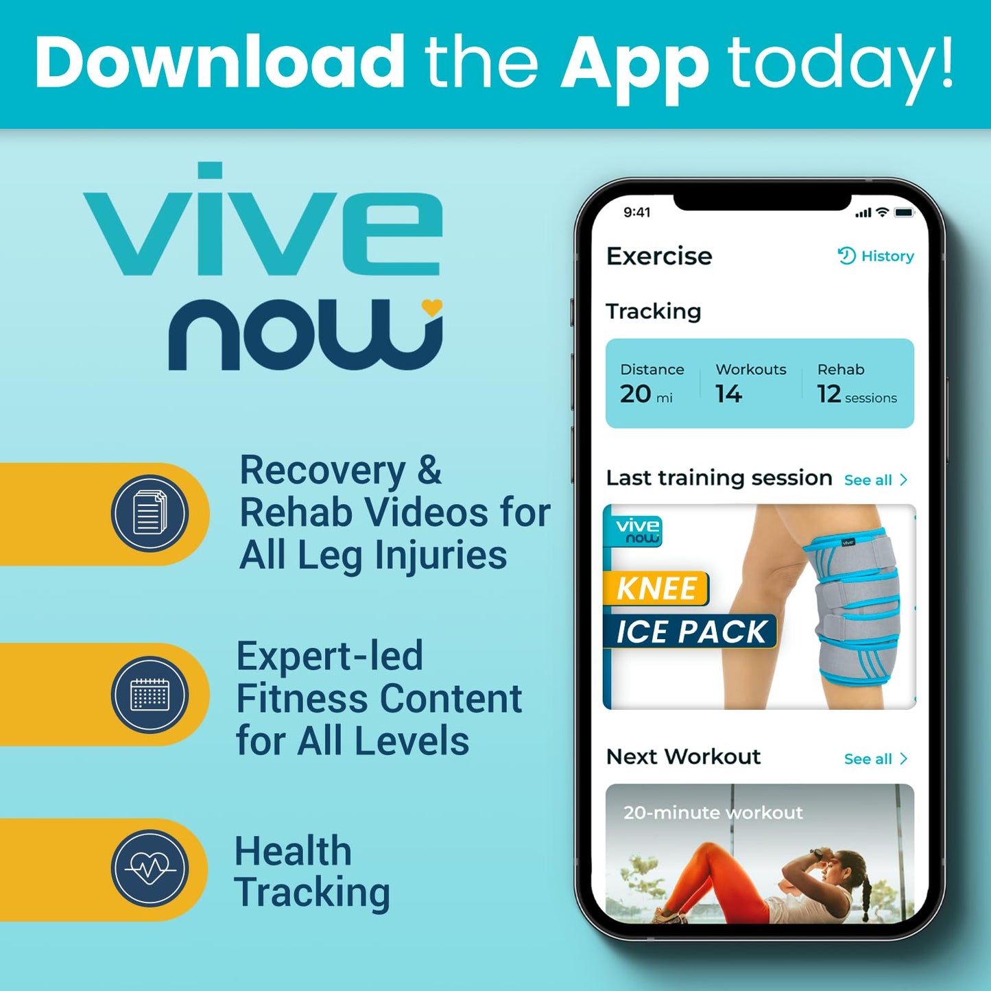 Vive Knee Ice Pack Wrap (2 Pack) - Cold/Hot Gel Compression Brace - Heat Support Strap For Arthritis Pain, Tendonitis, ACL, MCL Injury, Osteoarthritis, Women, Men, Meniscus Patella Surgery