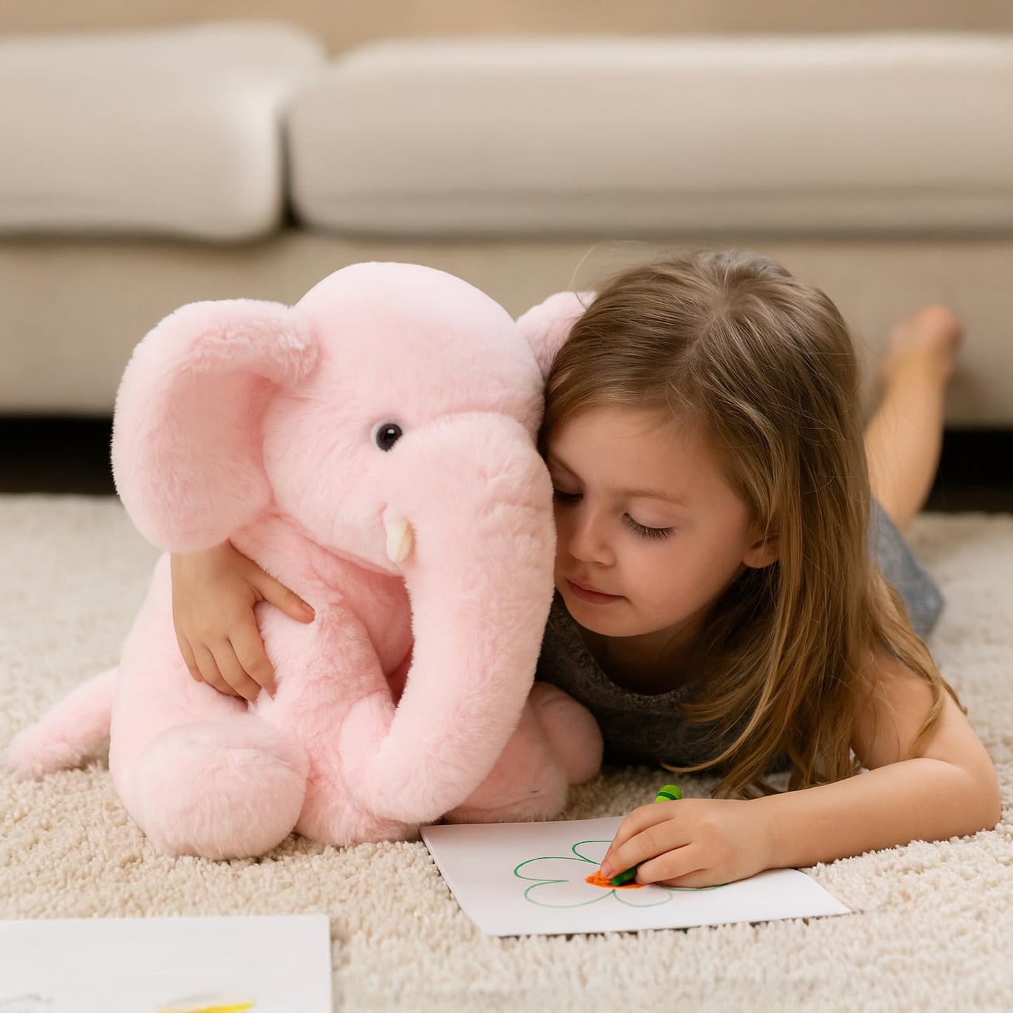 WEIGEDU 33cm Pink Elephant Stuffed Animal - Plush Toy for Boys, Girls, Kids, Baby Shower, Bedtime, Birthday