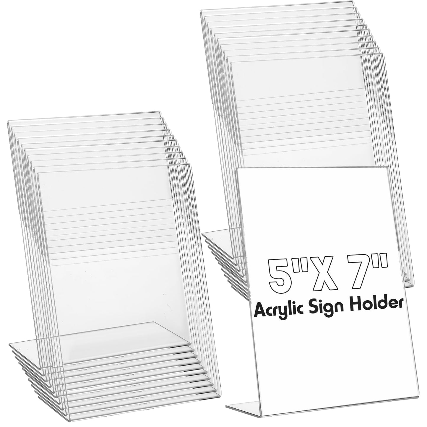 Vicenpal 5 x 7 Inch Acrylic Sign Holder Acrylic Picture Frames Plastic Picture Flyer Holder l Shaped Photo Frames Self Standing Desktop Table Signs for Office, Store, Restaurant, Horizontal(40 Pcs)