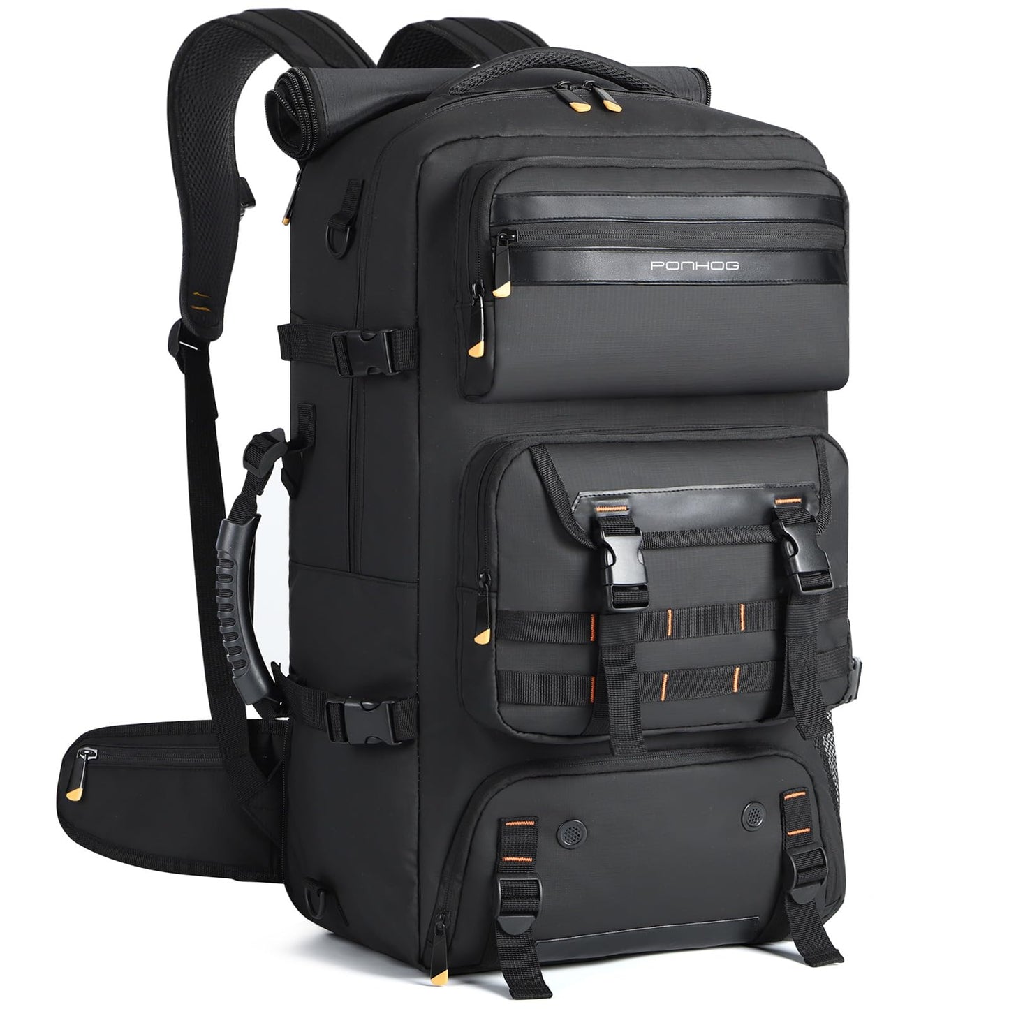 Ponhog Travel Backpack for Men, 50L Carry On Flight Approved Convertible Duffle Bag with Shoe Compartment, 17 inch Laptop Luggage with USB Charging Port for Weekender Hiking, Black