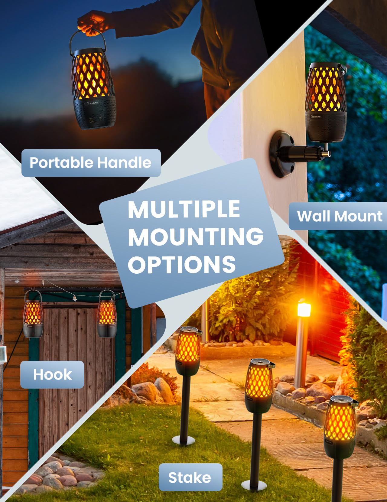 Upgraded Outdoor Speakers Gift for Men Bluetooth Speaker with lights Multi-Sync up to 100 Speakers Auto-Pairing HD Stereo Sound Cool Tech Gadgets for Him IPX5 Waterproof for Outside|Patio|Porch