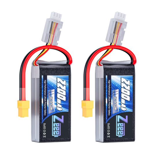 Zeee 2S Lipo Battery 2200mAh 7.4V 50C Shorty Pack Battery with XT60 Connector Soft Pack for 1/16 Slash RC Car RC Truck RC Helicopter Airplane Quadcopter Drone RC Boat Racing Models (2 Pack)
