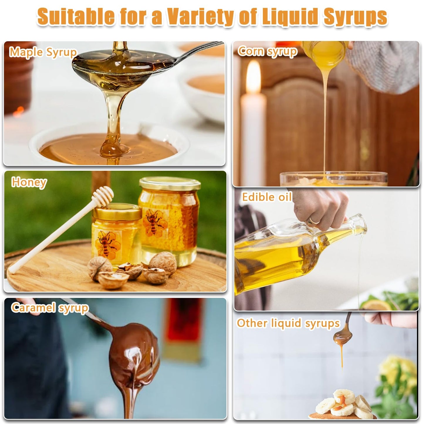 Honey Dispenser 12Oz 2Pack No Drip with Stand, Glass Honey Jar, Syrup Dispenser, Easy One Hand Use Honey Pot for Coffee or Tea, Mess Free Honey Dispenser for Syrup, Honey Container (2Pack Black)