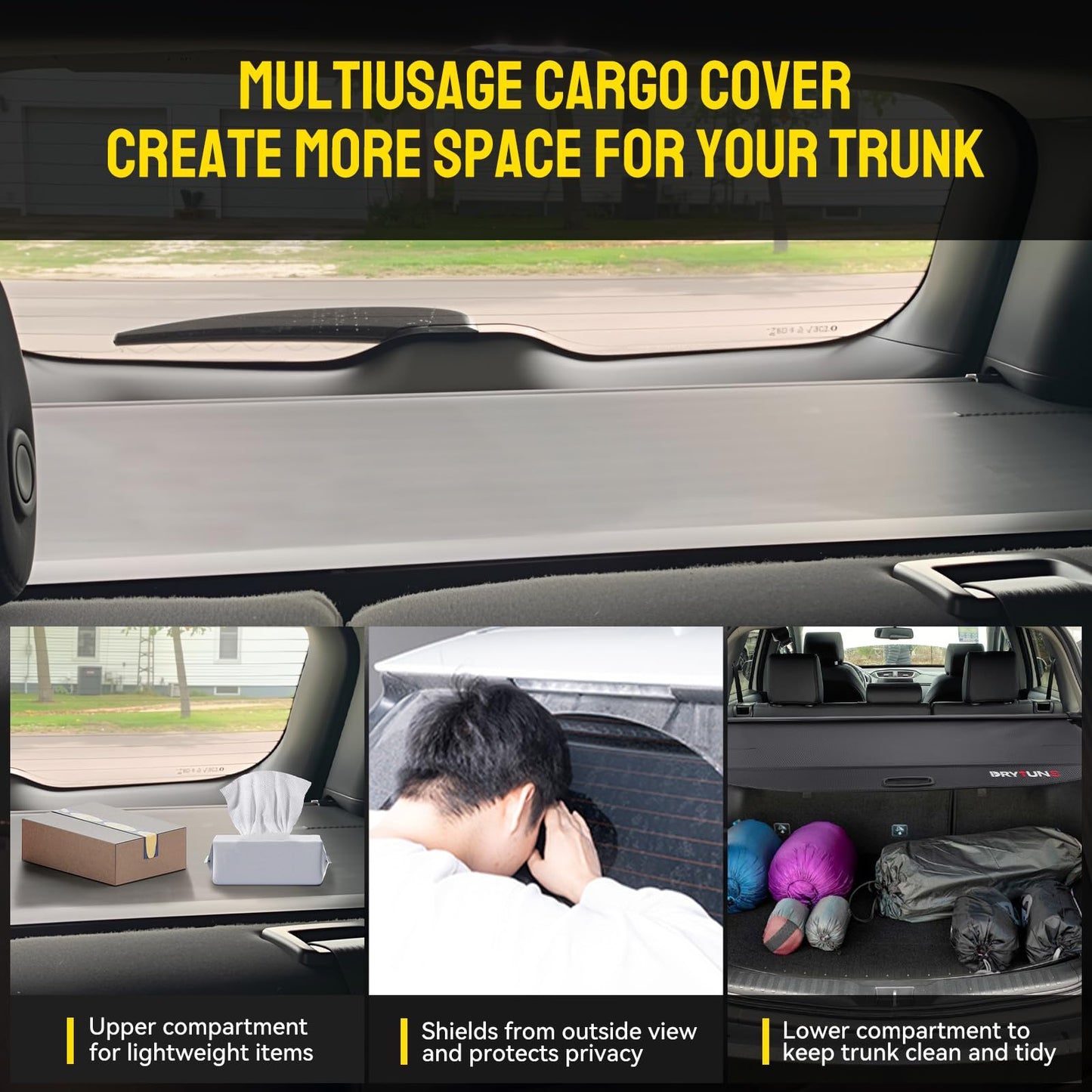 Drytuns Cargo Cover Retractable Trunk Cover Privacy Shade for 2018-2023 2024 Chevy Chevrolet Equinox GMC Terrain, Not for EV Model