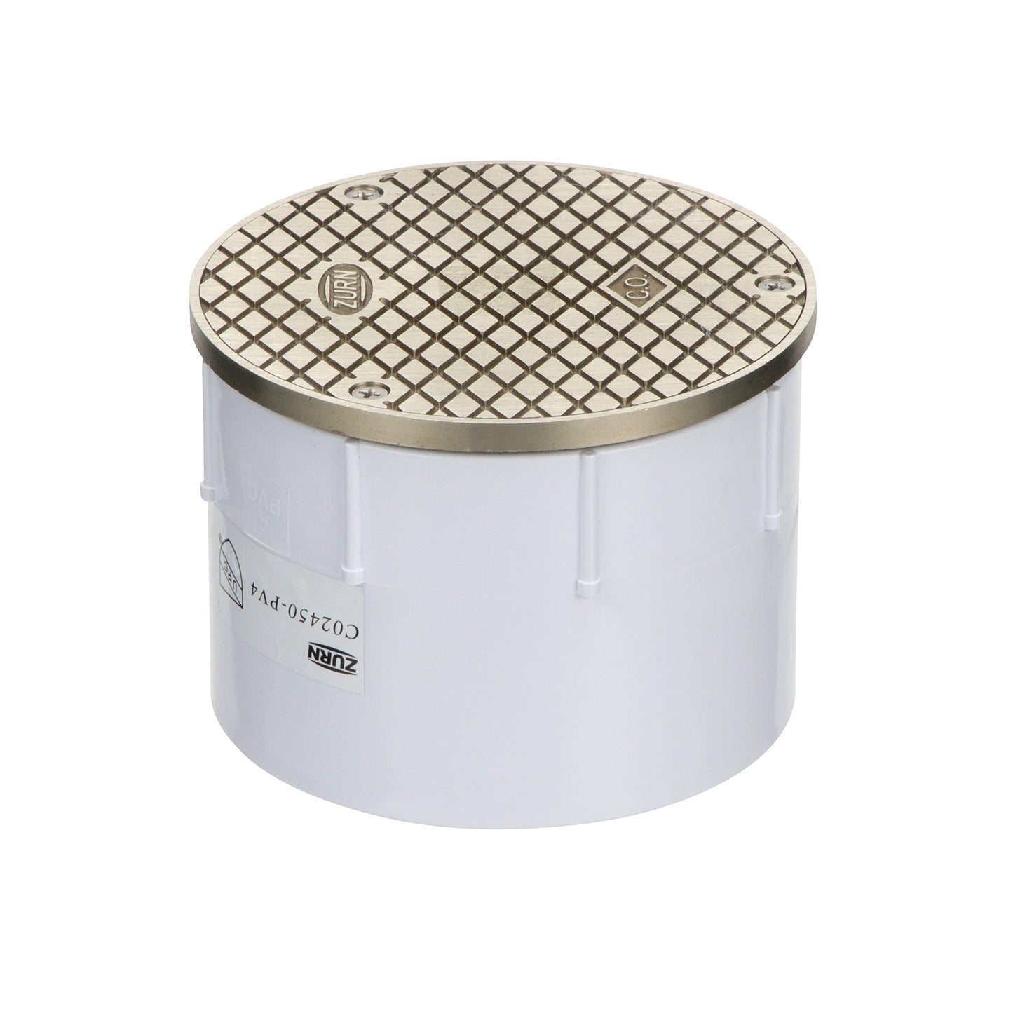 Zurn CO2450-PV4 Adjustable Floor Cleanout, Nickel Top, 4" PVC, Brass