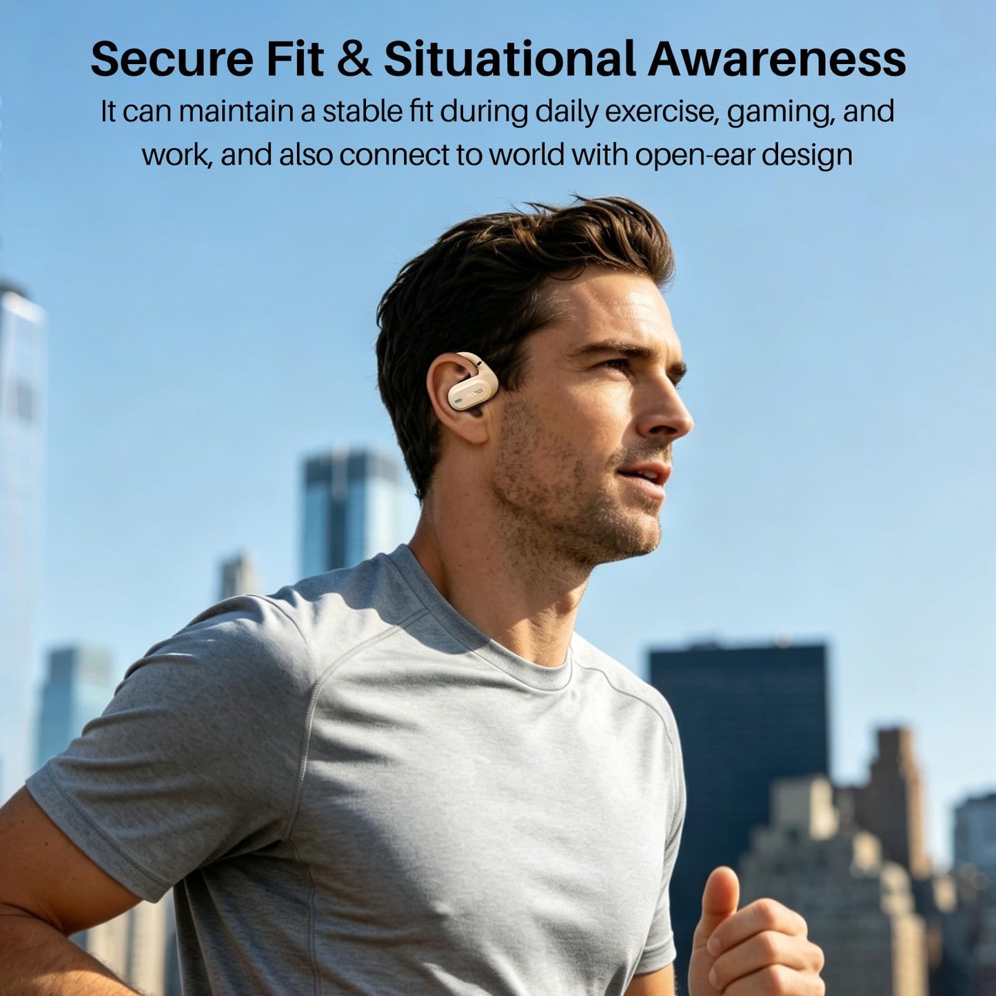TOZO OpenWear Open Ear Earbuds, AI Translation Earbuds Real Time 145+ Languages, 60H Translator Ear Buds Audifonos Traductores Inglés Español, Bluetooth Headphones 5.4 with Smart Display for Office
