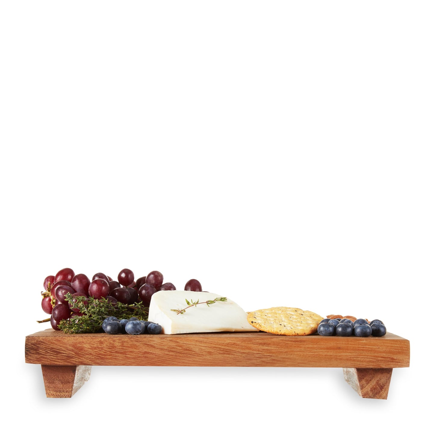 Twine Footed Wood Serving Board Decorative Tray Decor, Kitchen Table Decor or Kitchen Counter Decor, Acacia Wood Riser 13in by 8in Set of 1