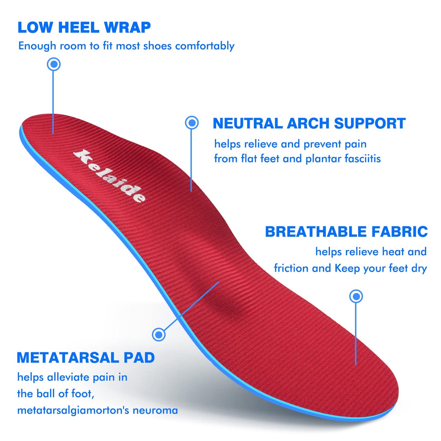 Orthotics Arch Support Metatarsalgia Insoles - Mortons Neuroma Inserts Relief Ball of Foot Pain - Orthopedic Insoles for Flat Feet - Shoe Inserts for Plantar Fasciitis (Red L)