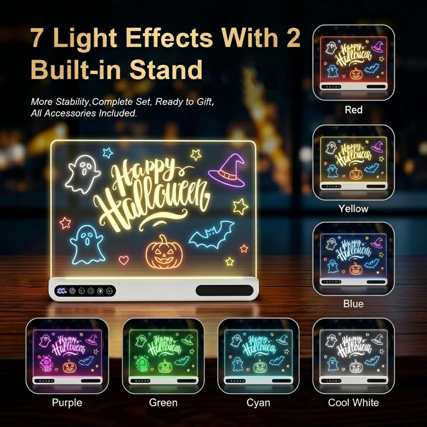 LED Light Up Drawing Board for Kids,16'' LED Note Board with Colors&Dimmable Glow,Scratch-Resistant Acrylic LED Magic Writing Board,Creative Christmas/Birthday Gift for Kids (Digital Touch Control)