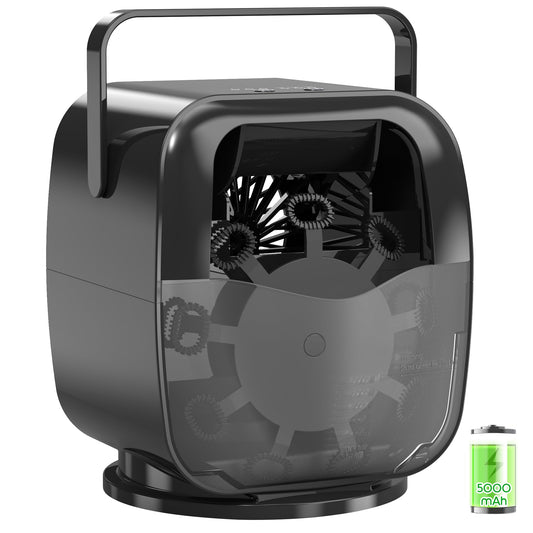 5000mAh Rechargeable Bubble Machine, 90°/180°/360° Auto Rotation, 3 Speeds, Automatic Bubble Blower for Parties, Weddings, Getherings Indoor Outdoor, Bubble Maker Toy for Toddlers, Kids, Pets