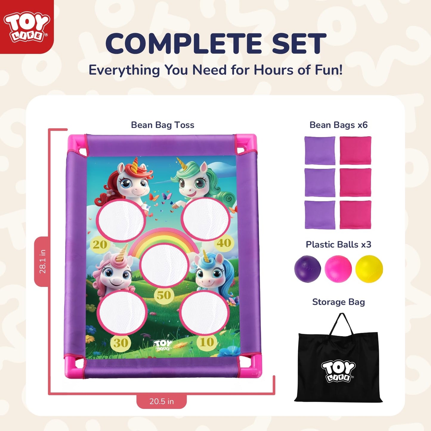 TOY Life Bean Bag Toss Game, Outdoor Toys for Toddlers 3-5, Outdoor Toys for Kids Ages 4-8, Outdoor Kids Toys, Kids Party Games, Outside Toys for Kids Ages 4-8, Outside Toys for Toddlers 3-5