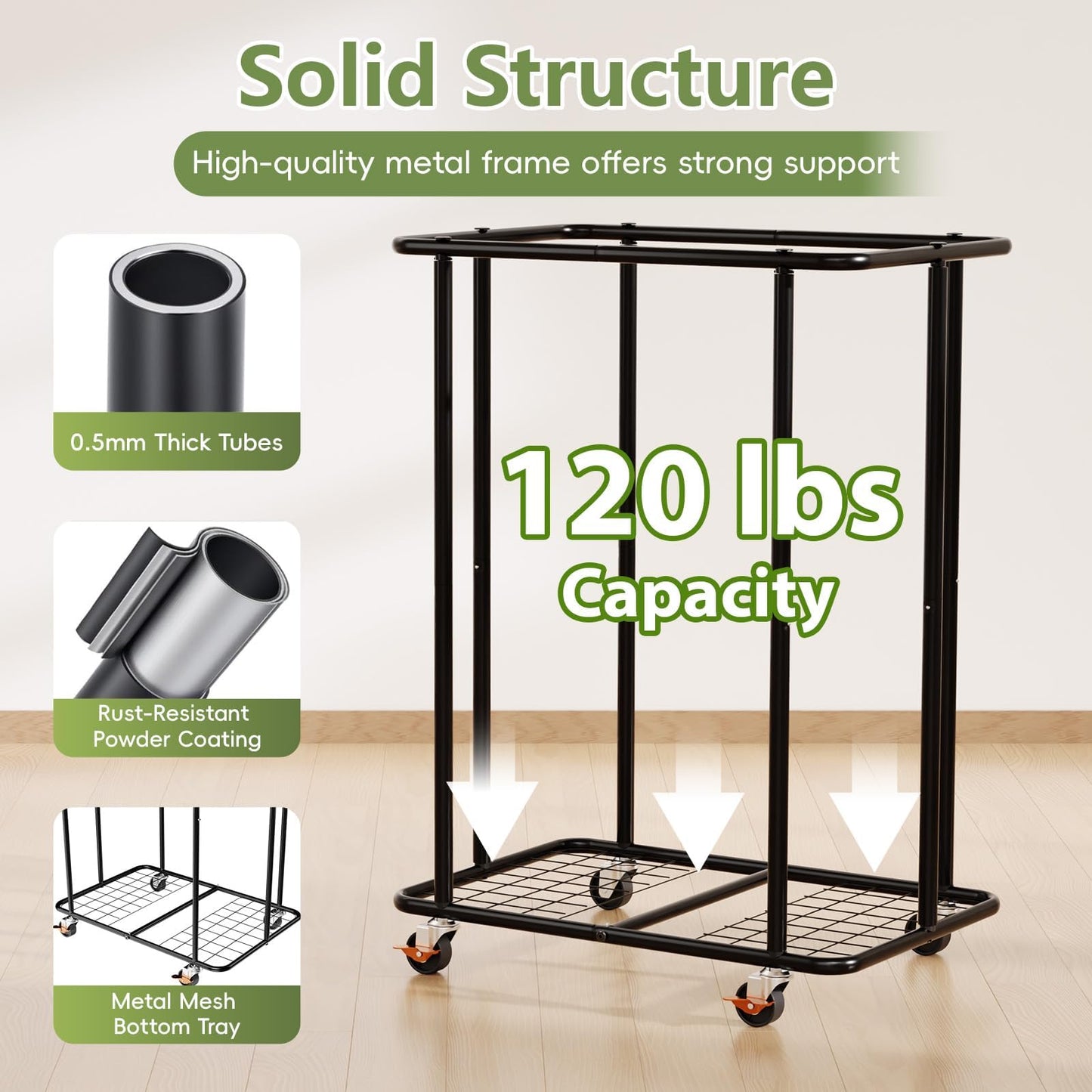 220L Laundry Hamper with Cover, Rolling Laundry Basket with Wheels, Large & Tall Dirty Clothes Hamper with Metal Frame and Removable Bag for Bedroom Aesthetic, Laundry Room, Bathroom, Dorm