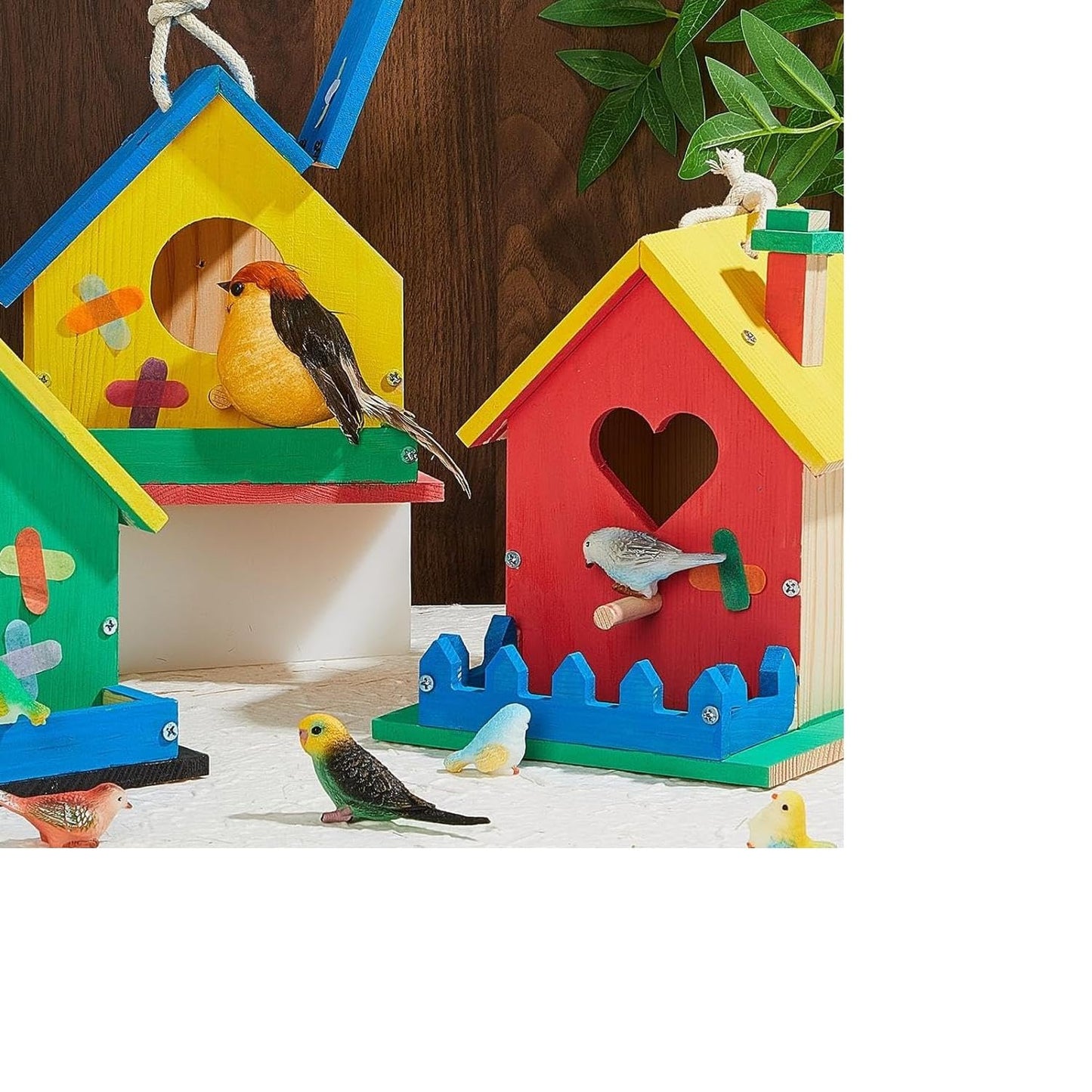 Juexica 2 Pack Bird House Kit Wooden DIY Birdhouse to Paint Build a Bird Bungalow Birdhouse Crafts to Build Family Home Arts and Craft Projects Christmas Birthday Party Gift(Love Shaped)