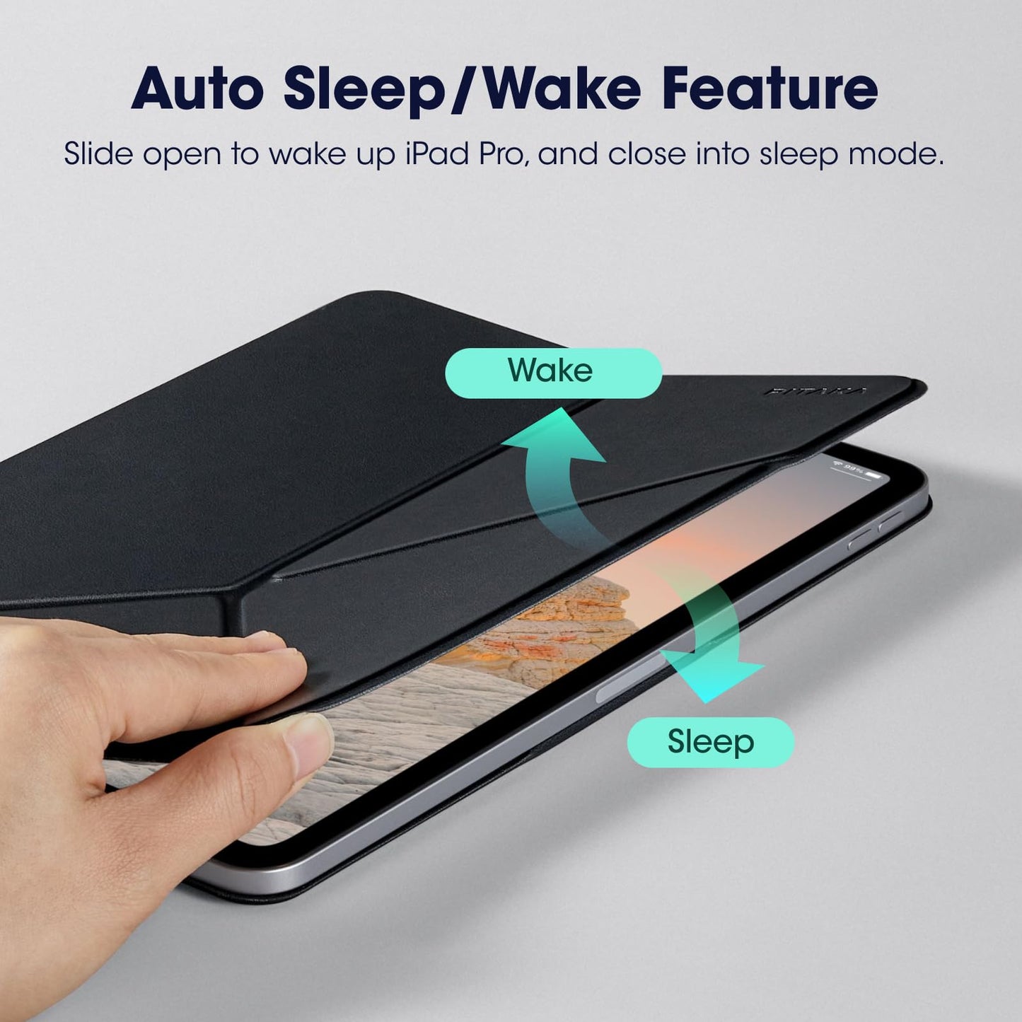 PITAKA iPad Pro 12.9 Case, Compatible with iPad Air M3/M2 13 Inch & iPad Pro 12.9 (3-6th Gen) 2022/2021/2020/2018, Lightweight Portrait/Landscape Magnetic Case with 4 Standing Angles - Black