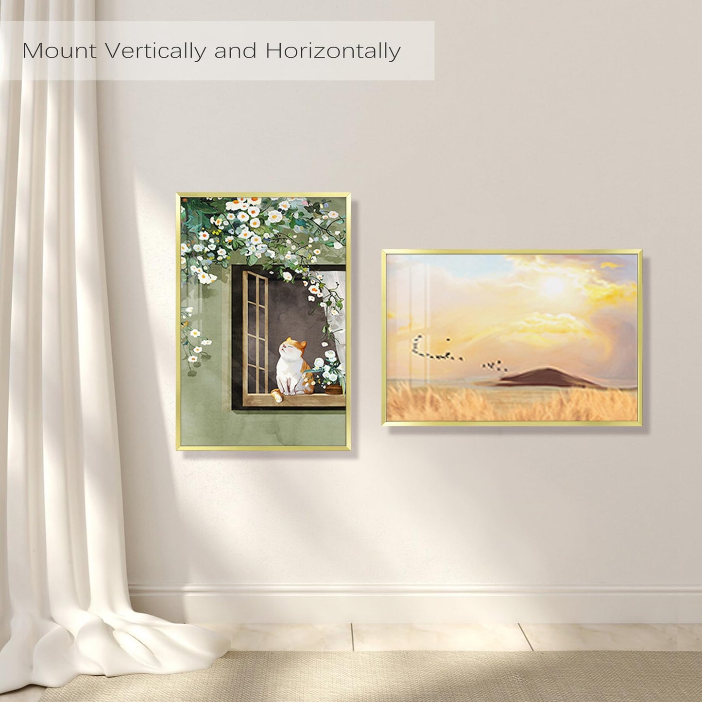 Golden State Art, 16x24 Picture Frame Set of 3, Gold Thin Border, Display Photo 12x18 with Mat or 16x24 Without Mat, Poster Frame for Wall Hanging Horizontal and Vertical