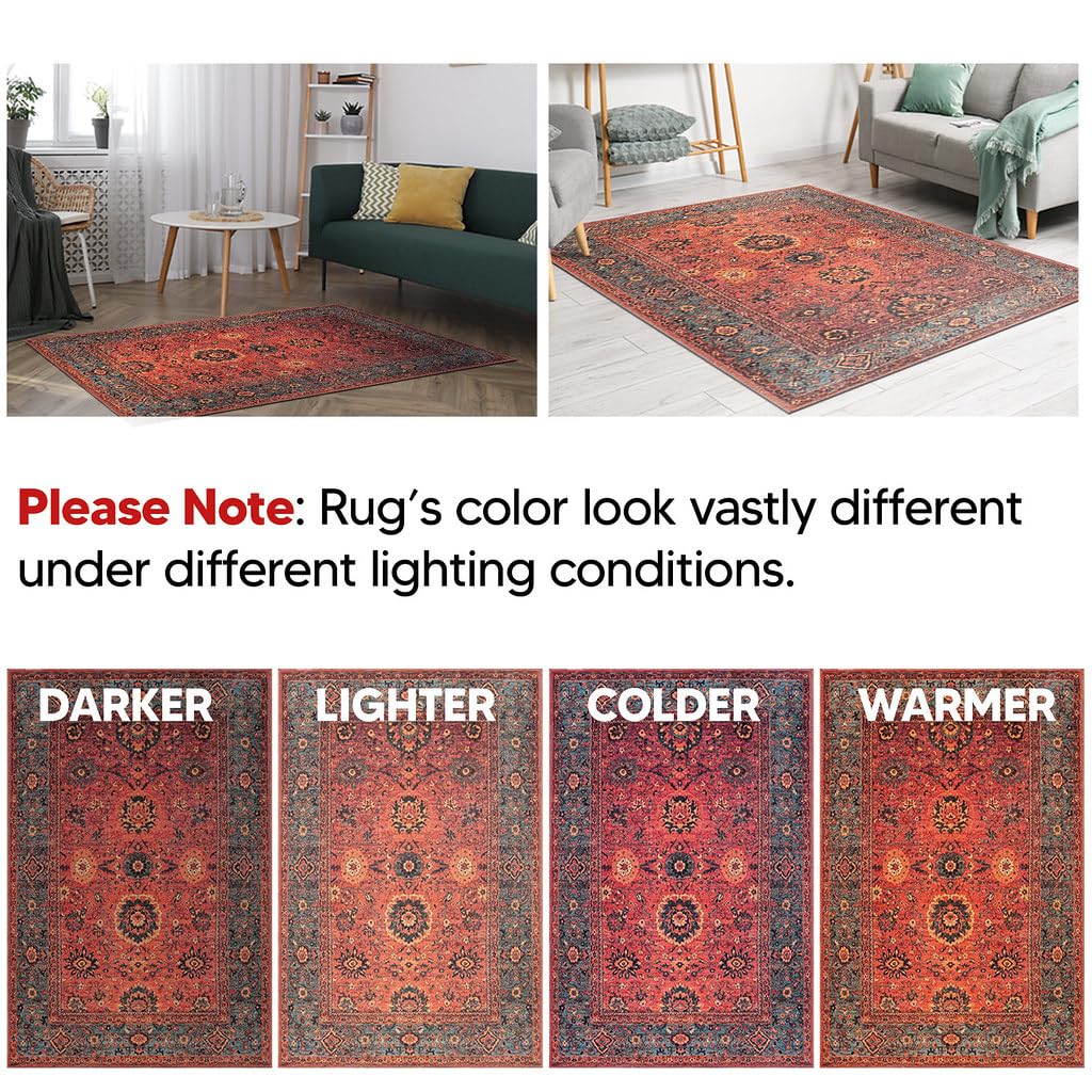 Keen Home Design 3x5 Rug - Machine Washable Entry Rug with Non-Slip Backing, Ideal for Enteryway, Kitchen, Bathroom, Laundry Room - Vintage, Easy Clean, Durable, Low Pile Rug - (3' x 5')