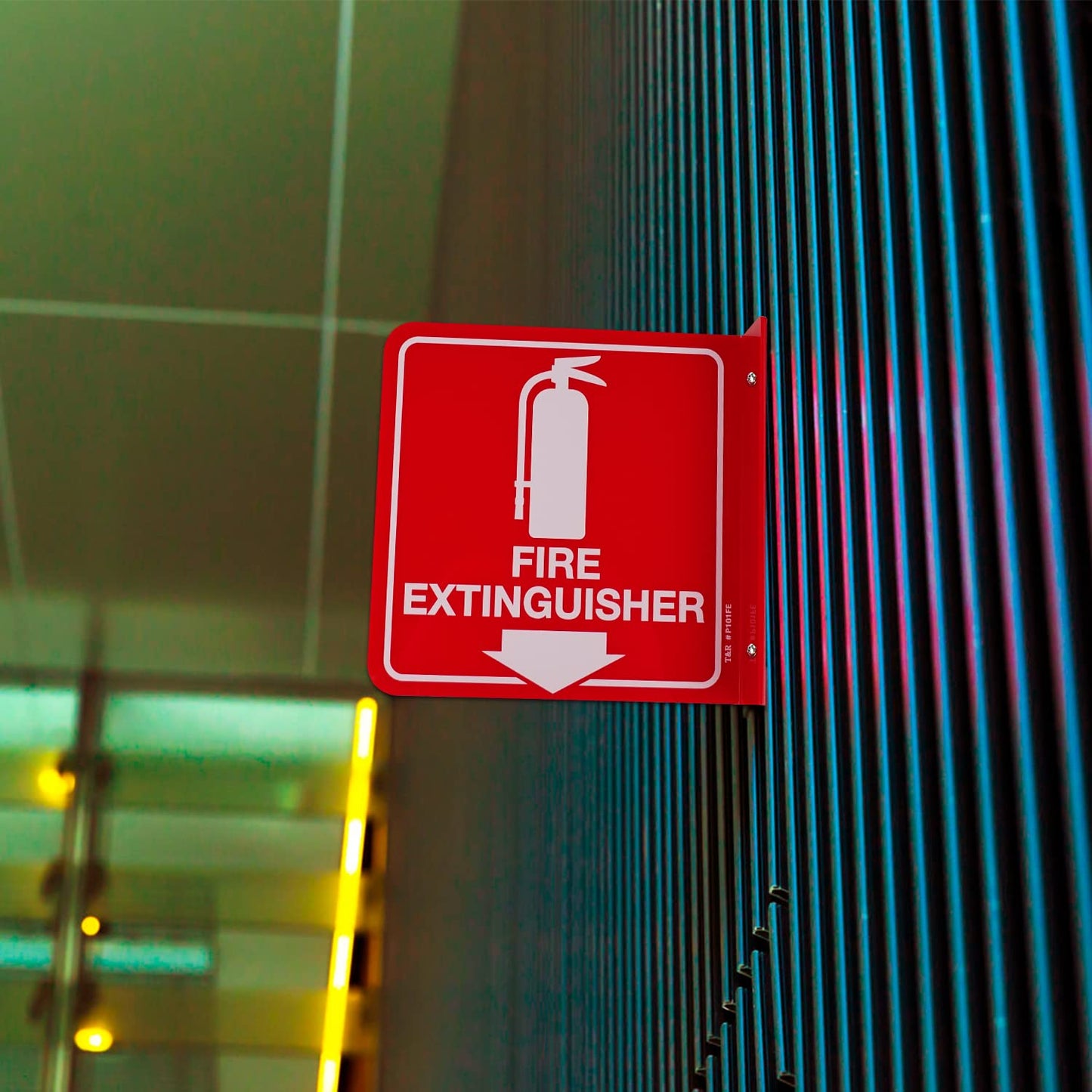 T&R Fire Extinguisher Sign, Fire Extinguisher with Down Arrow - 12 Pack - 6 x 6 Inches Acrylic, 2 pre-drilled holes, Includes Matching Screws, Use for Home Office/Business