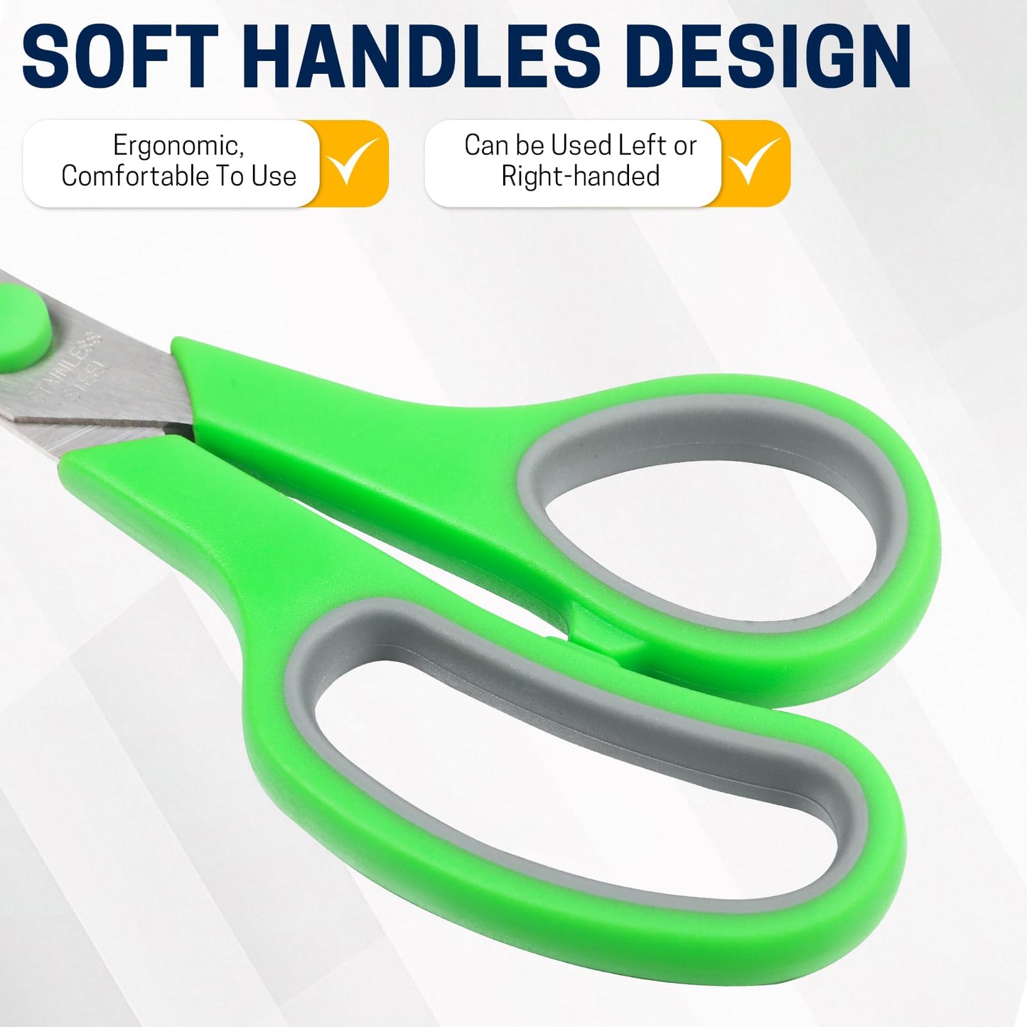 BURVAGY 8" Multipurpose Scissor Bulk 48 Pack, Comfort Grip Handles Ultra Sharp Blade Shears Stainless Steel Scissors for Office Home, All Purpose Scissors