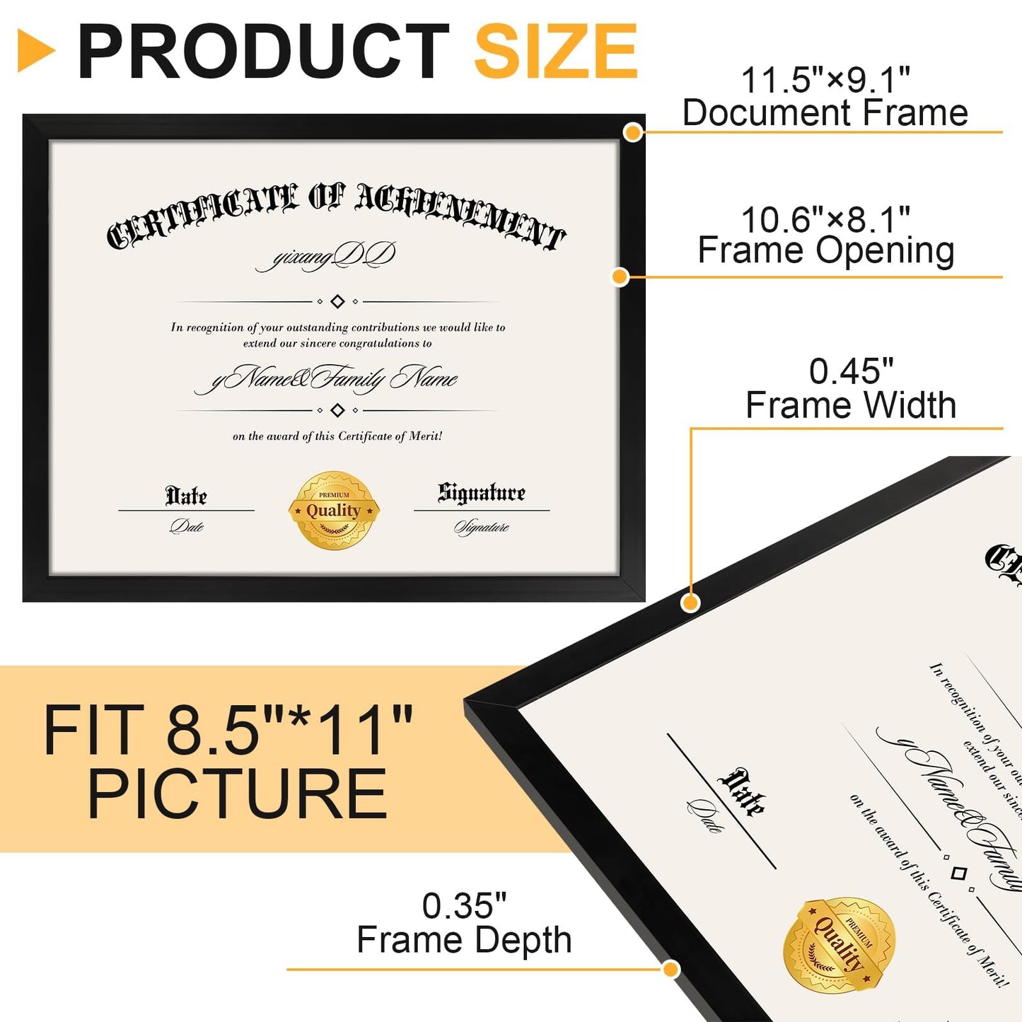 YixangDD 20 Pack Certificate Frames 8.5 x 11, College Diploma Frame with Clear Plexiglass, Black Degree Document Frame for Wall and Tabletop Display