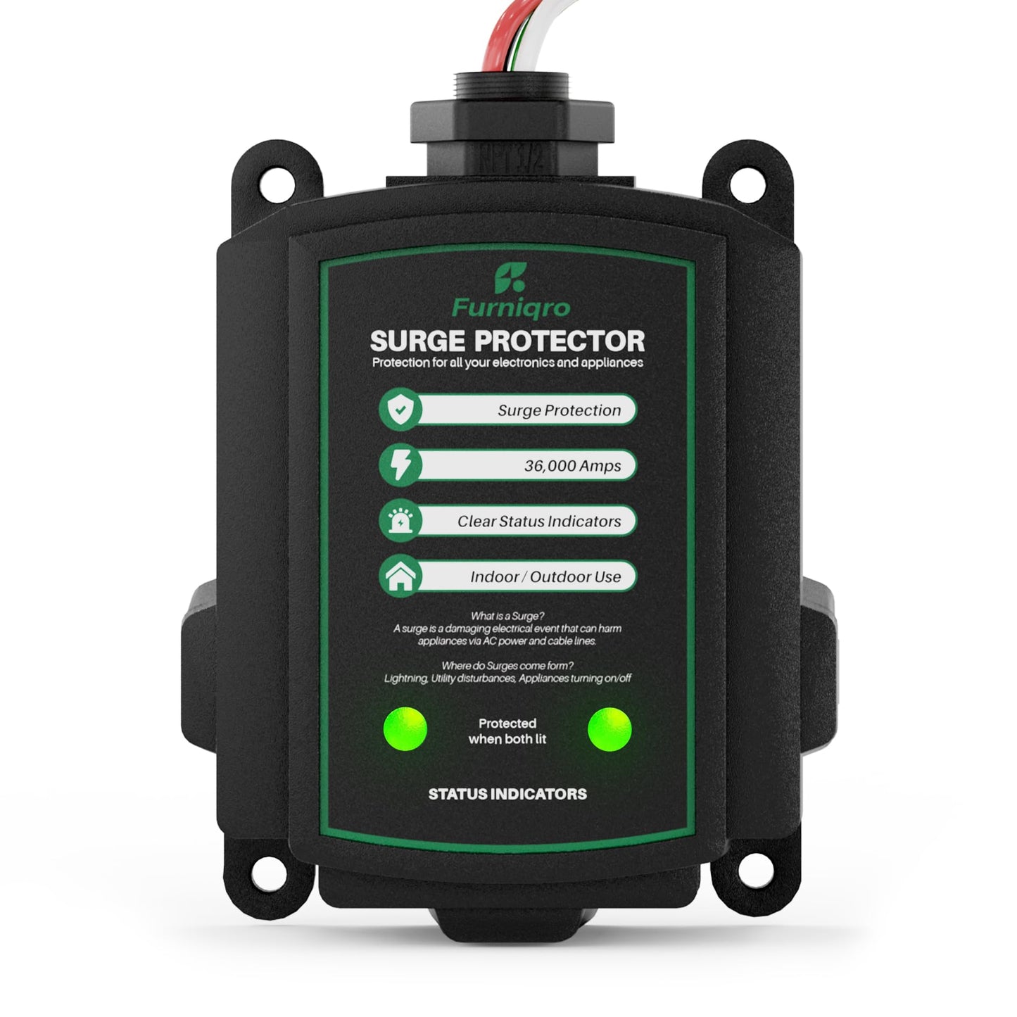 Furniqro FHSPD36S Whole House Surge Protector for 36,000 Amps, Ultimate Surge Protection, Whole Home Surge Protector, Indoor/Outdoor Use, 120/240V