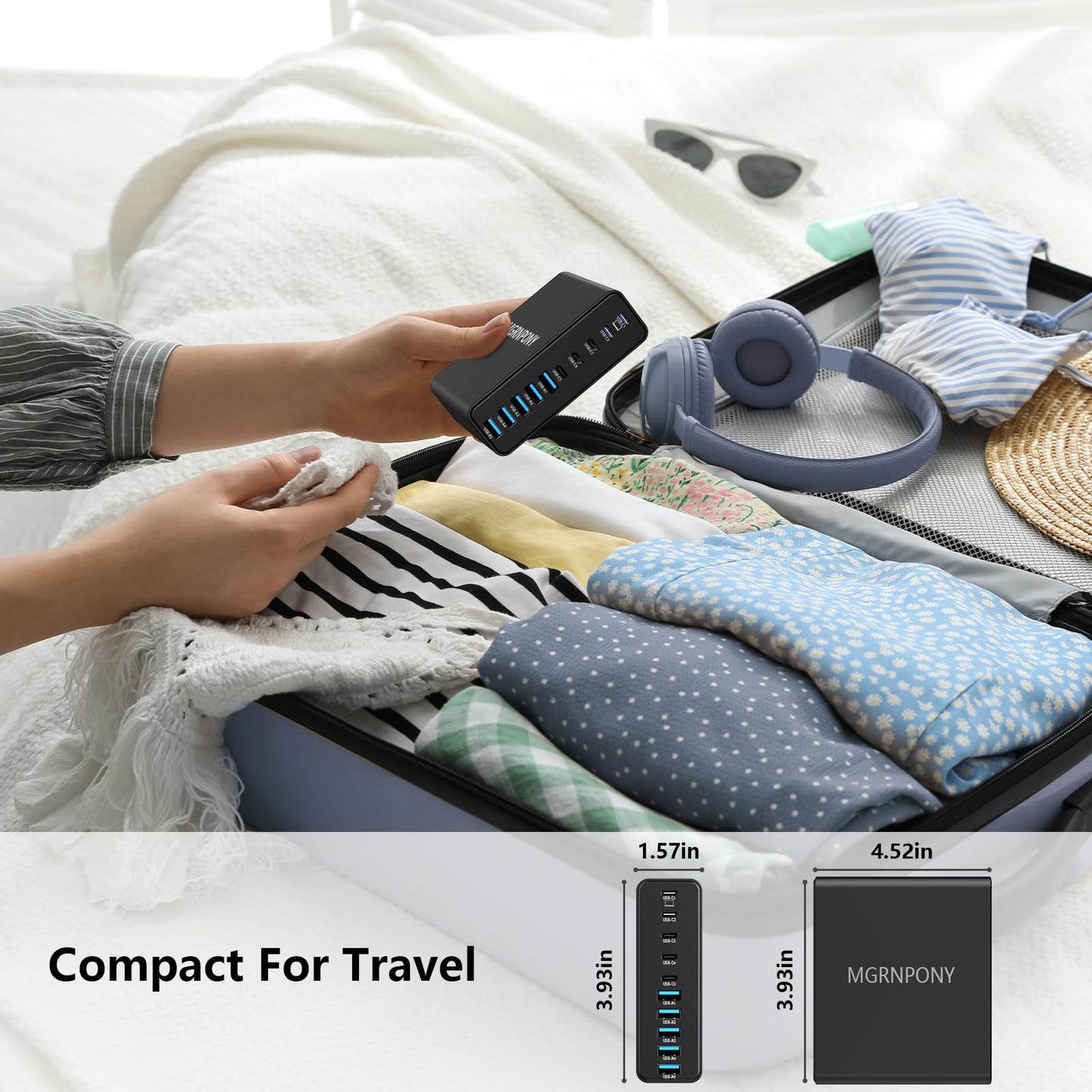 320W USB C Charger Block, 10-Port USB C Charging Station GaN III PD 65W Mini PC Laptop Fast Charger Adapter for MacBook Pro/Air, DELL, iPad, iPhone, Samsung Galaxy Black