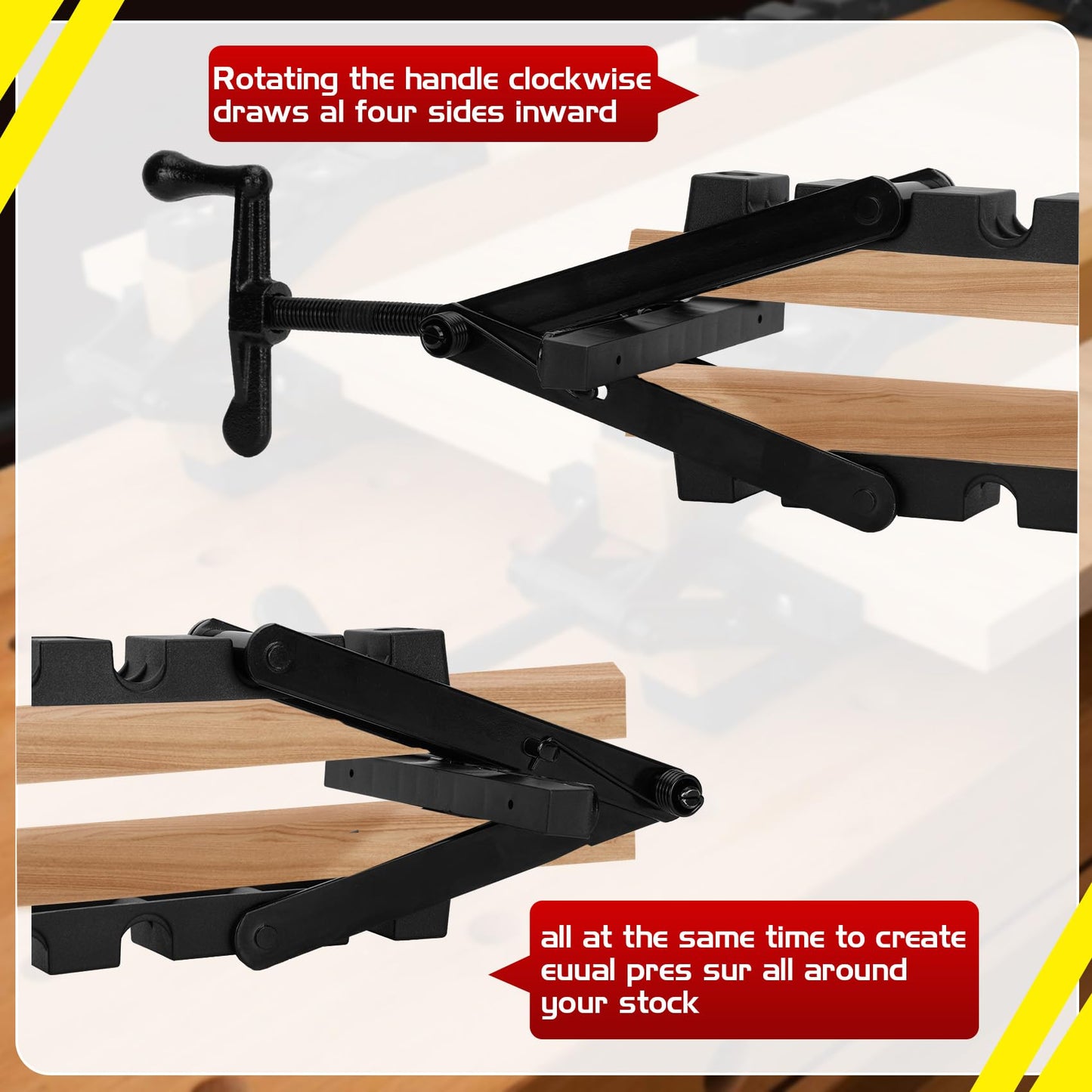 BeesMith 2 Pack 4 Way Pressure Clamps for Woodworking Panel Clamps in 4 Directions, No Dead Corners, Ideal for Bonding Tabletops, Shelves & Laminate Surfaces (2pc)