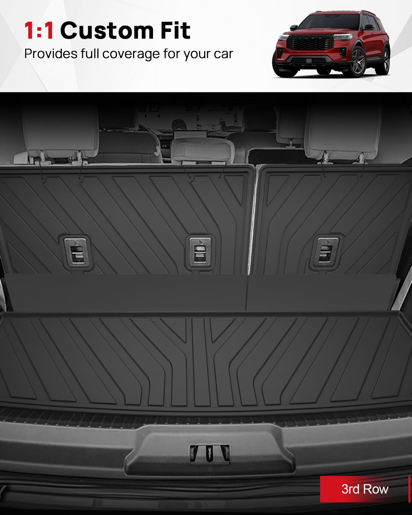 Original 2018-2024 Expedition Cargo Mat & Backrest Mat for Ford Expedition (Not for Max Model) - Custom Fit Trunk Liner and 3rd Row Seat Back Cover All Weather Car Accessories