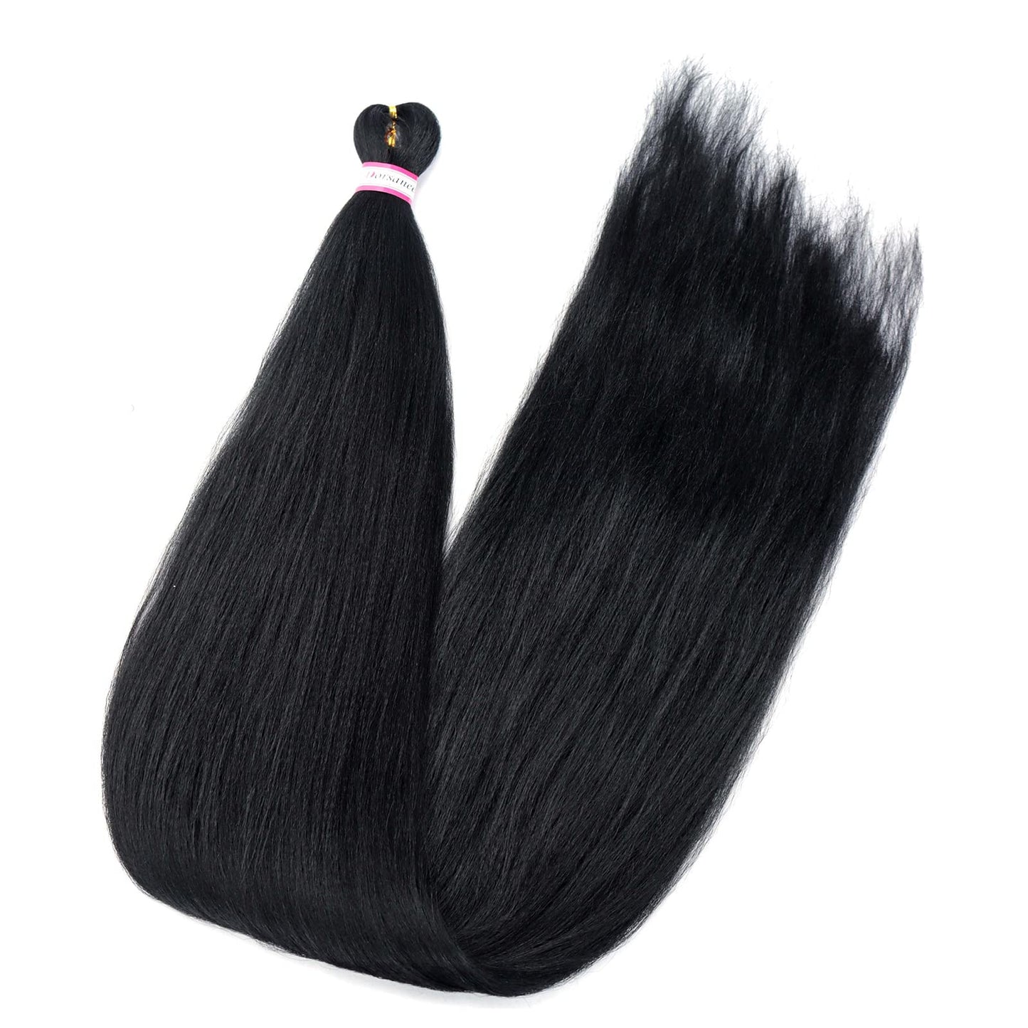 Pre Stretched Braiding Hair 8 Packs 42 Inch Natural Black Color Long Professional Hair for Braiding Twist Braids Itch Free Hot Water Setting Yaki Straight Synthetic Hair Extensions (#1B)