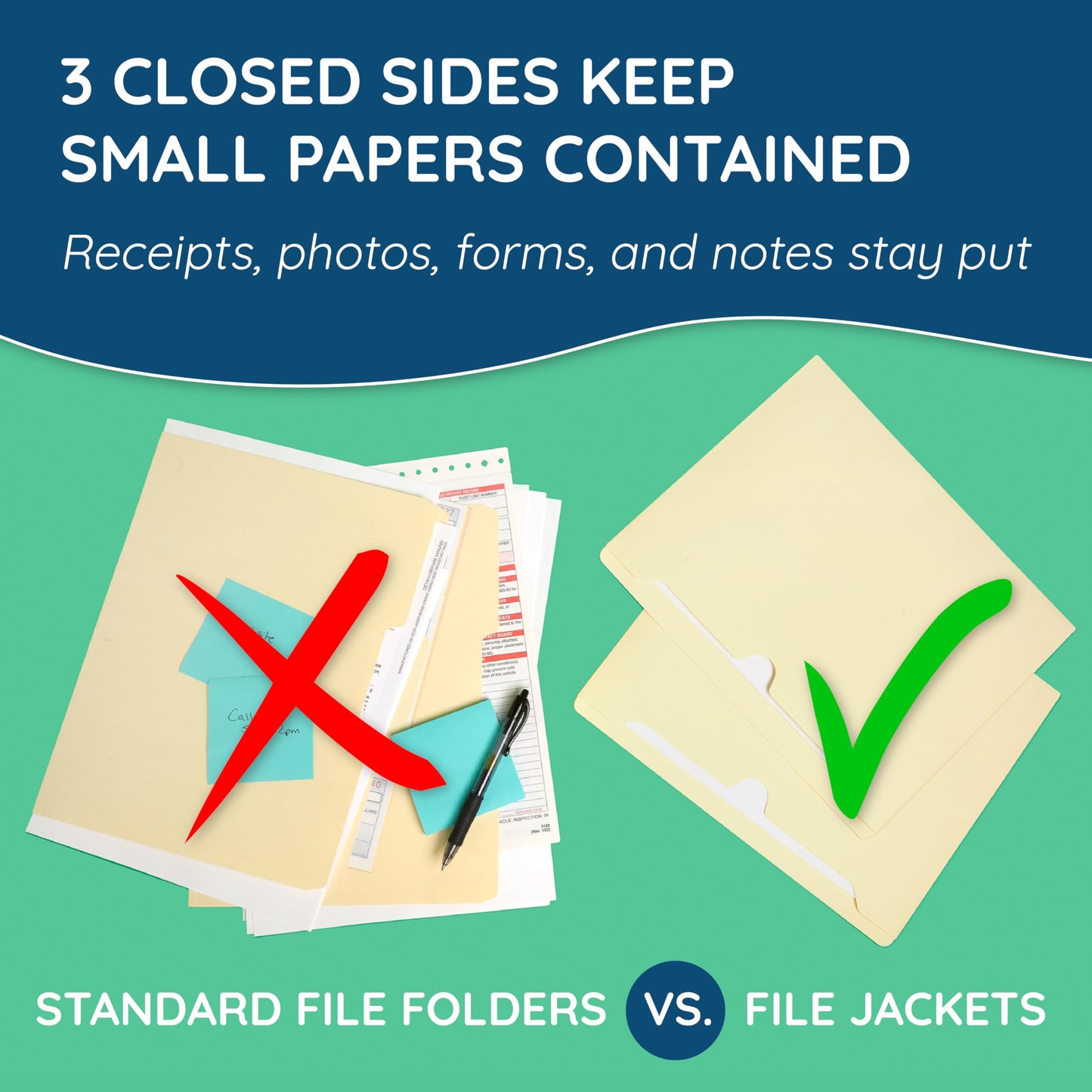 Blue Summit Supplies 2 Inch Manila File Jacket, 50 Folders, Reinforced Straight Cut Tab, Heavy Duty 2 Inch Expansion Pocket, Letter Size, 50 Pack